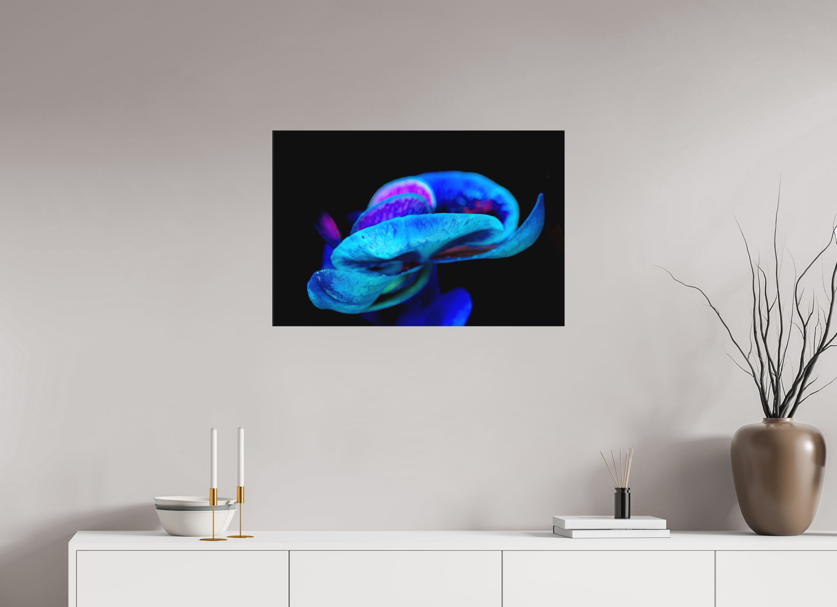 75 x 50 cm, Foto-Leinwand aus hochwertigem Textil, 40mm Indigo Choral Flower