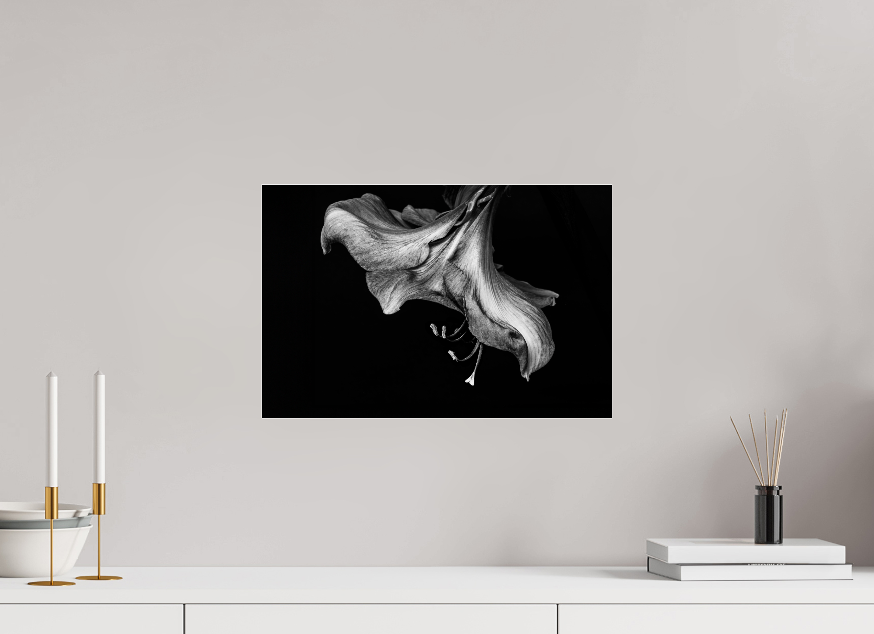 45 x 30 cm, Acrylglas, glänzend, 2 mm, Dibond 3 mm, mit Aufhängung Amaryllis Bell
