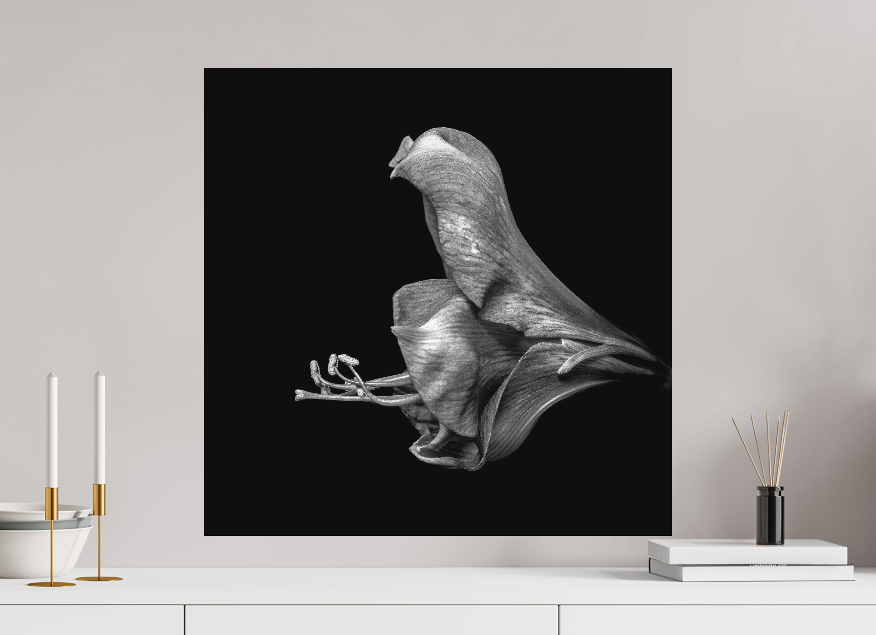 60 x 60 cm, Foto auf Forex, mit Aufhängung Silent Blossom