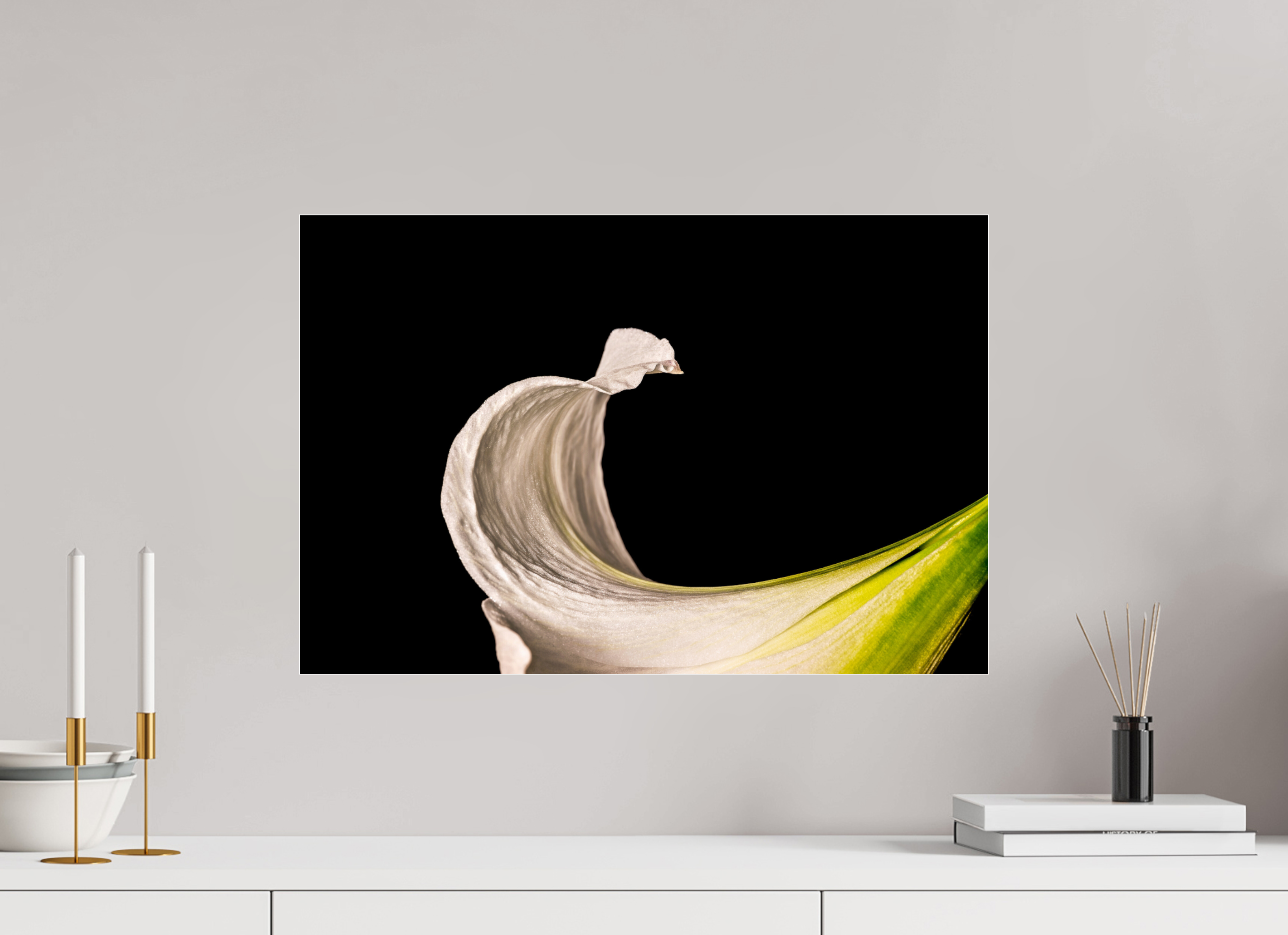 60 x 40 cm, Acrylglas, glänzend, 2 mm, Dibond 3 mm, mit Aufhängung Freak Wave Flower