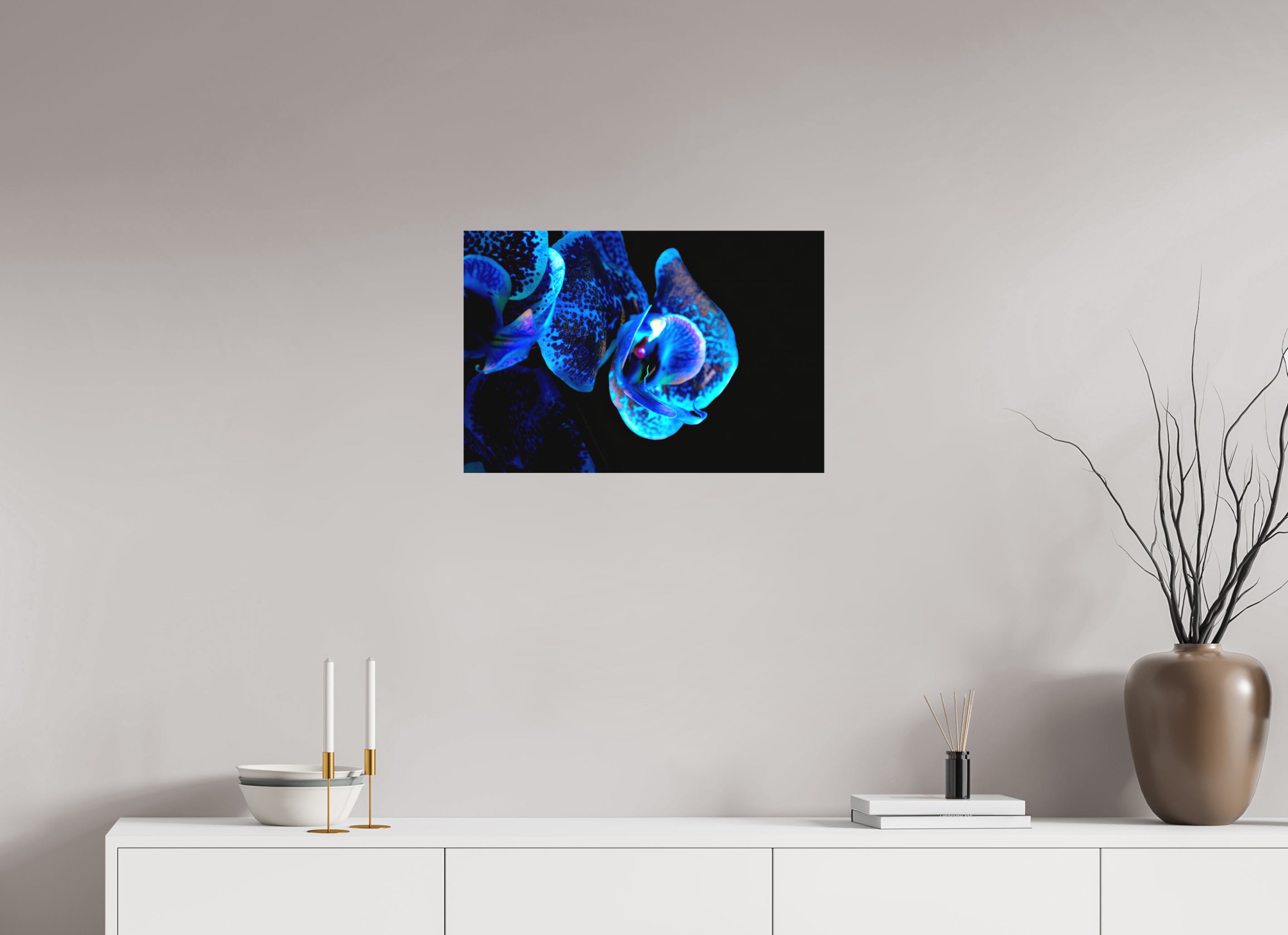 60 x 40 cm, Foto-Leinwand aus hochwertigem Textil, 40mm Lapislazuli Chameleon Flower