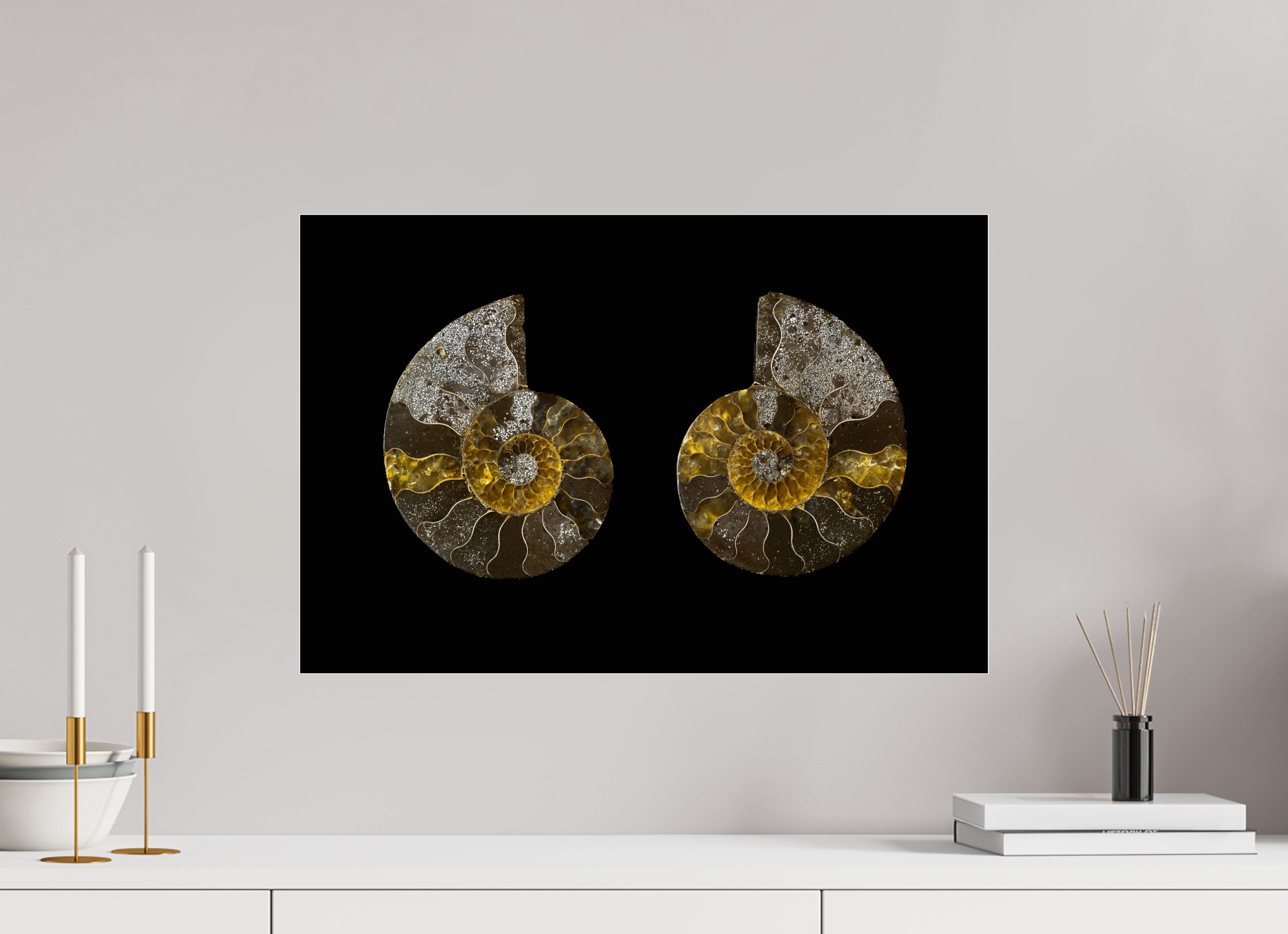 60 x 40 cm, Acrylglas, glänzend, 2 mm, Dibond 3 mm, mit Aufhängung Fossil Memory
