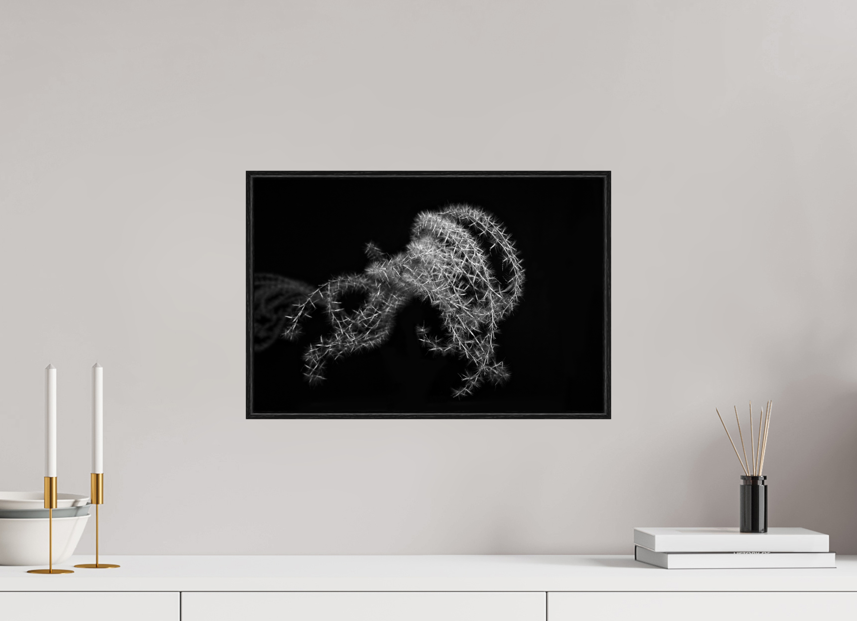 45 x 30 cm, Foto im schwarzen Schattenfugen-Rahmen hinter Acryglas, 2 mm, glänzend Ghost Grass