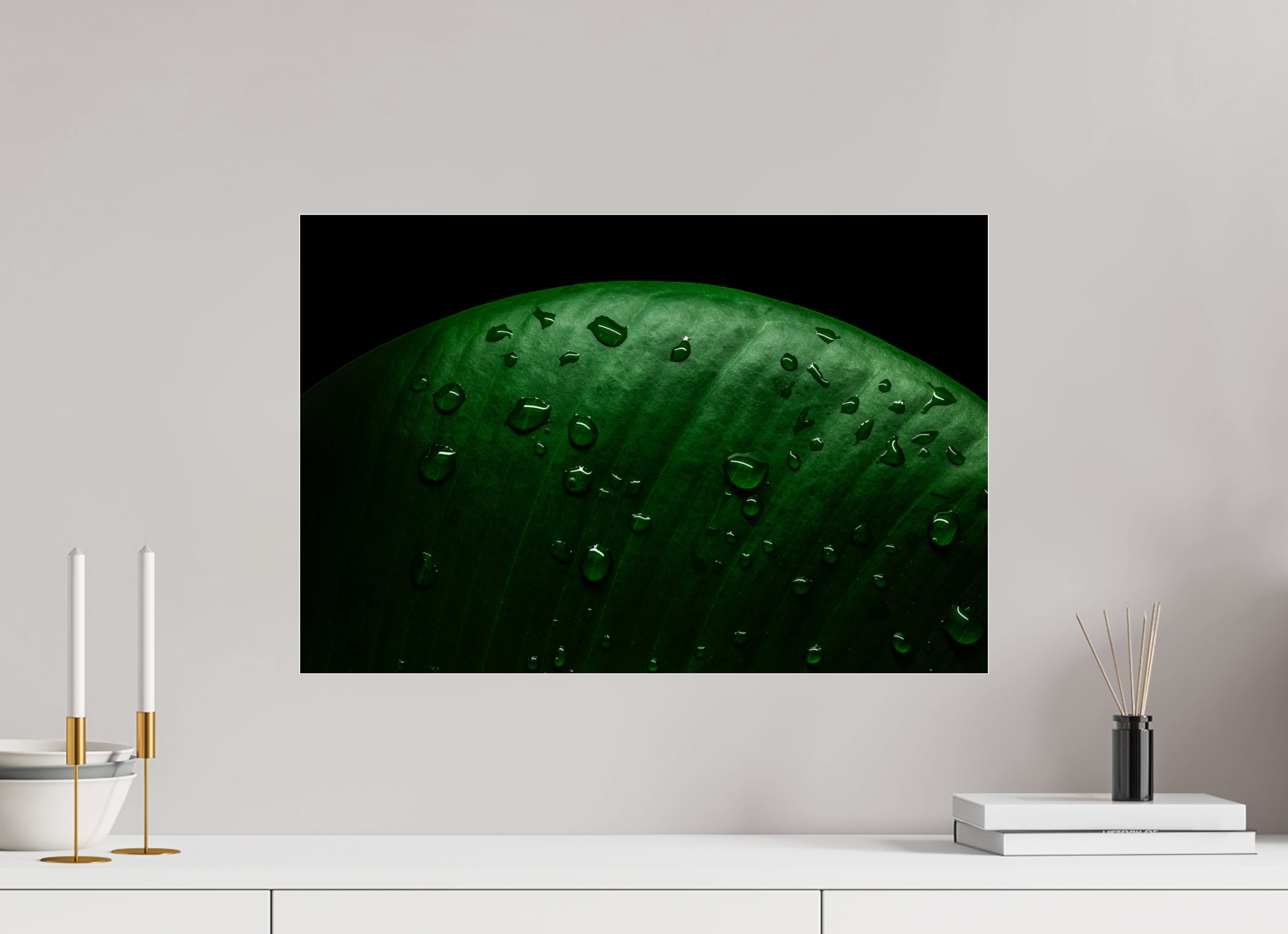 60 x 40 cm, Acrylglas, glänzend, 2 mm, Dibond 3 mm, mit Aufhängung Silent Raindrops