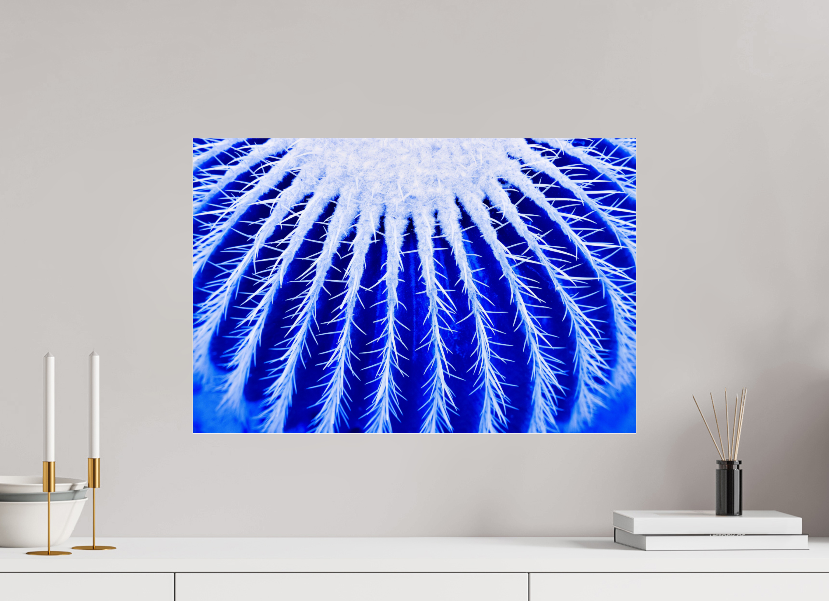 60 x 40 cm, Acrylglas, glänzend, 2 mm, Dibond 3 mm, mit Aufhängung Ice Kaktus