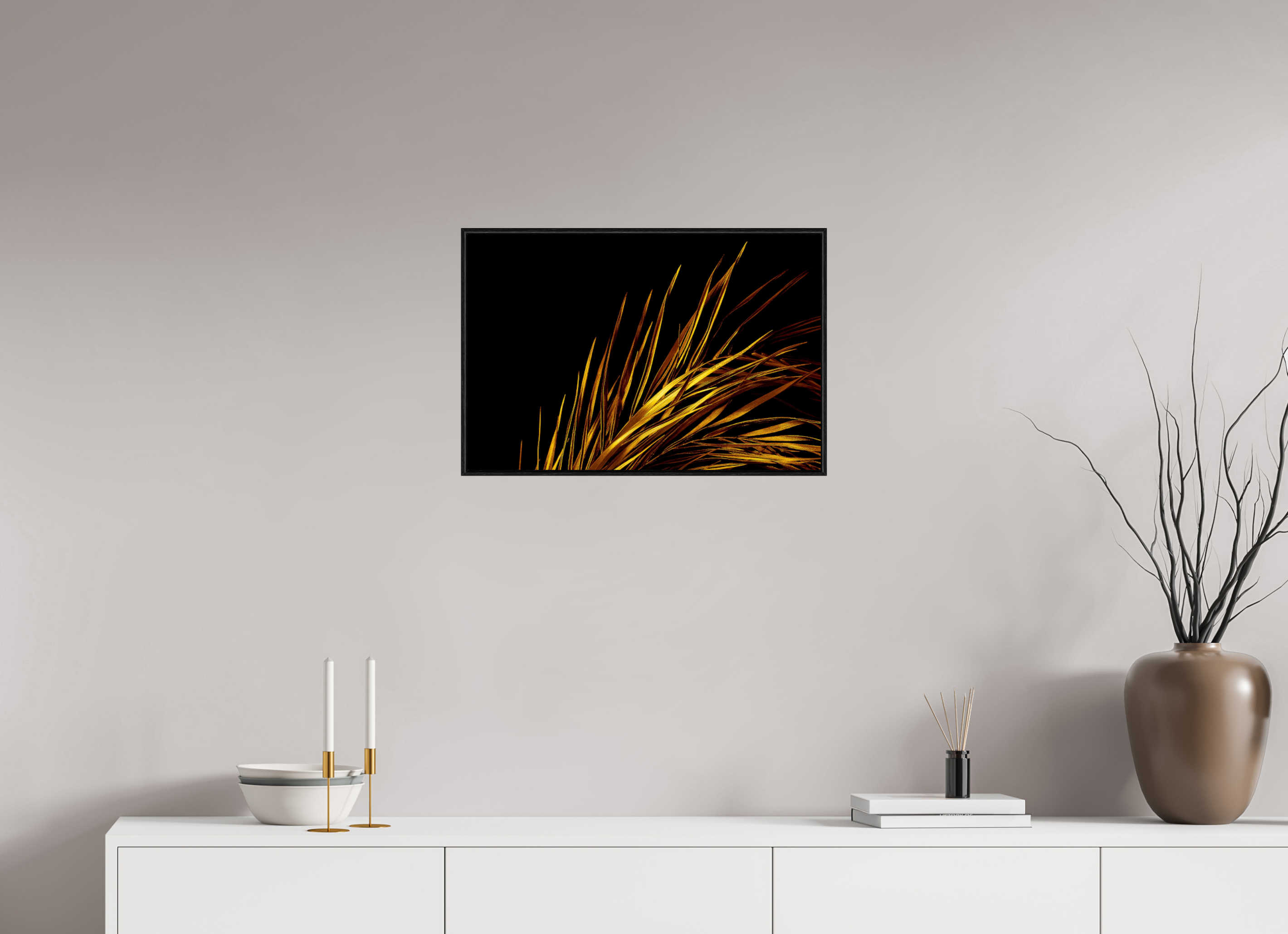 60 x 40 cm, Foto im schwarzen Schattenfugen-Rahmen hinter Acryglas, 2 mm, glänzend Gold Rush