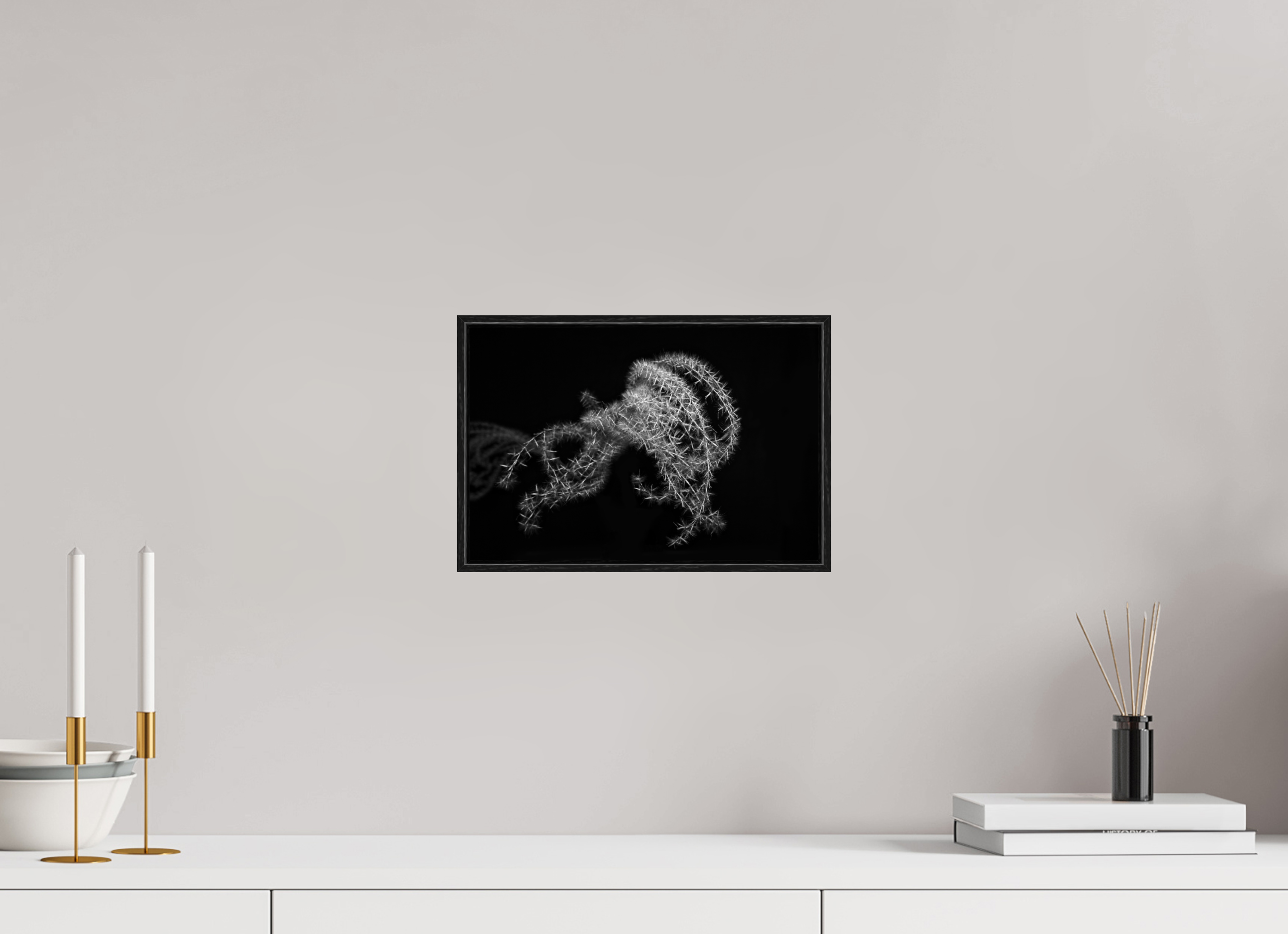 30 x 20 cm, Foto im schwarzen Schattenfugen-Rahmen hinter Acryglas, 2 mm, glänzend Ghost Grass