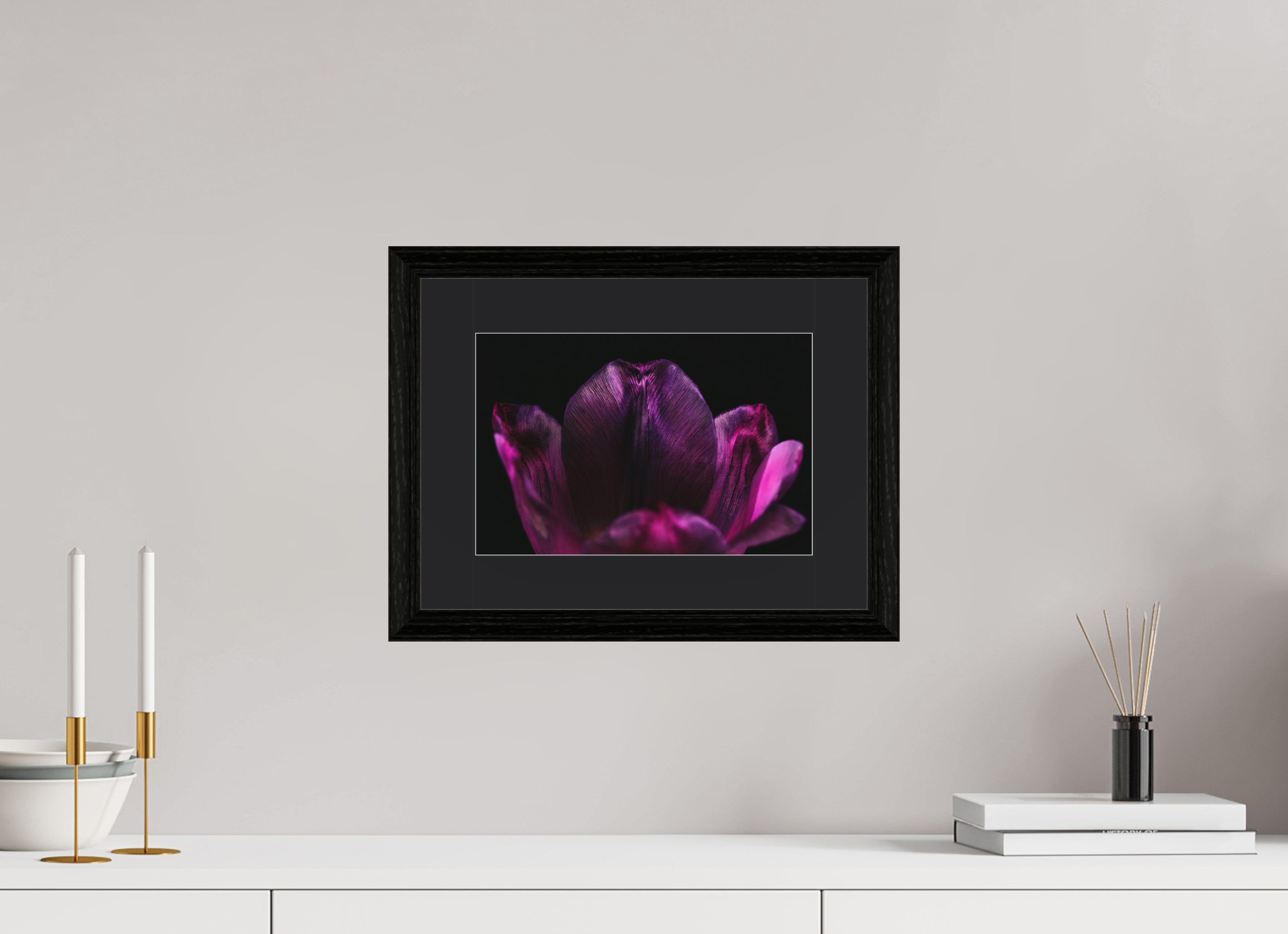 30 x 20 cm, Hahnemühle FineArt Baryta im schwarzem Rahmen, schwarzes Passepartout Purple Silent
