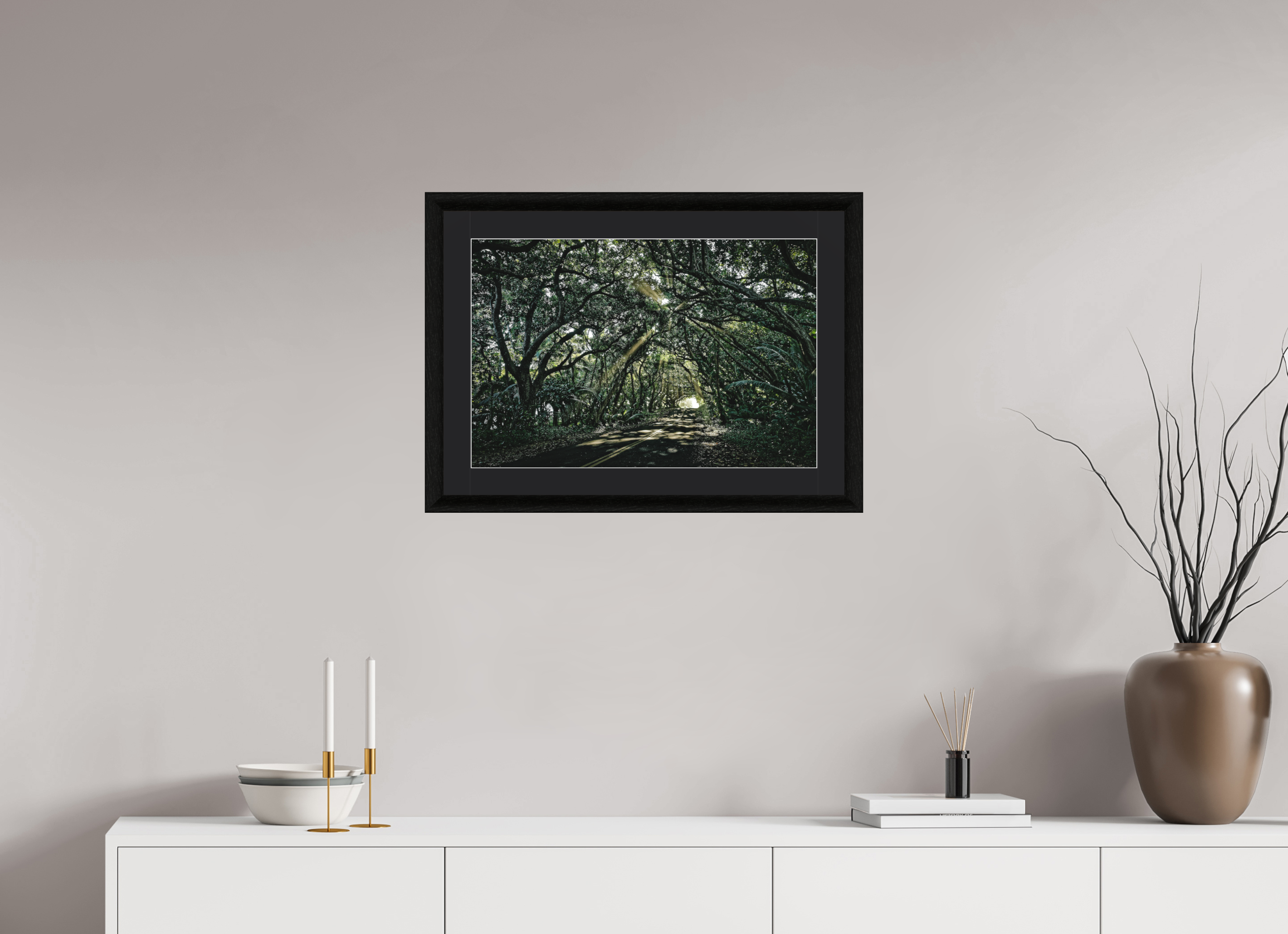60 x 40 cm, Foto im schwarzen Ebenholz Rahmen 30mm, Museumsglas, Passepartout Schwarz Light Whispering