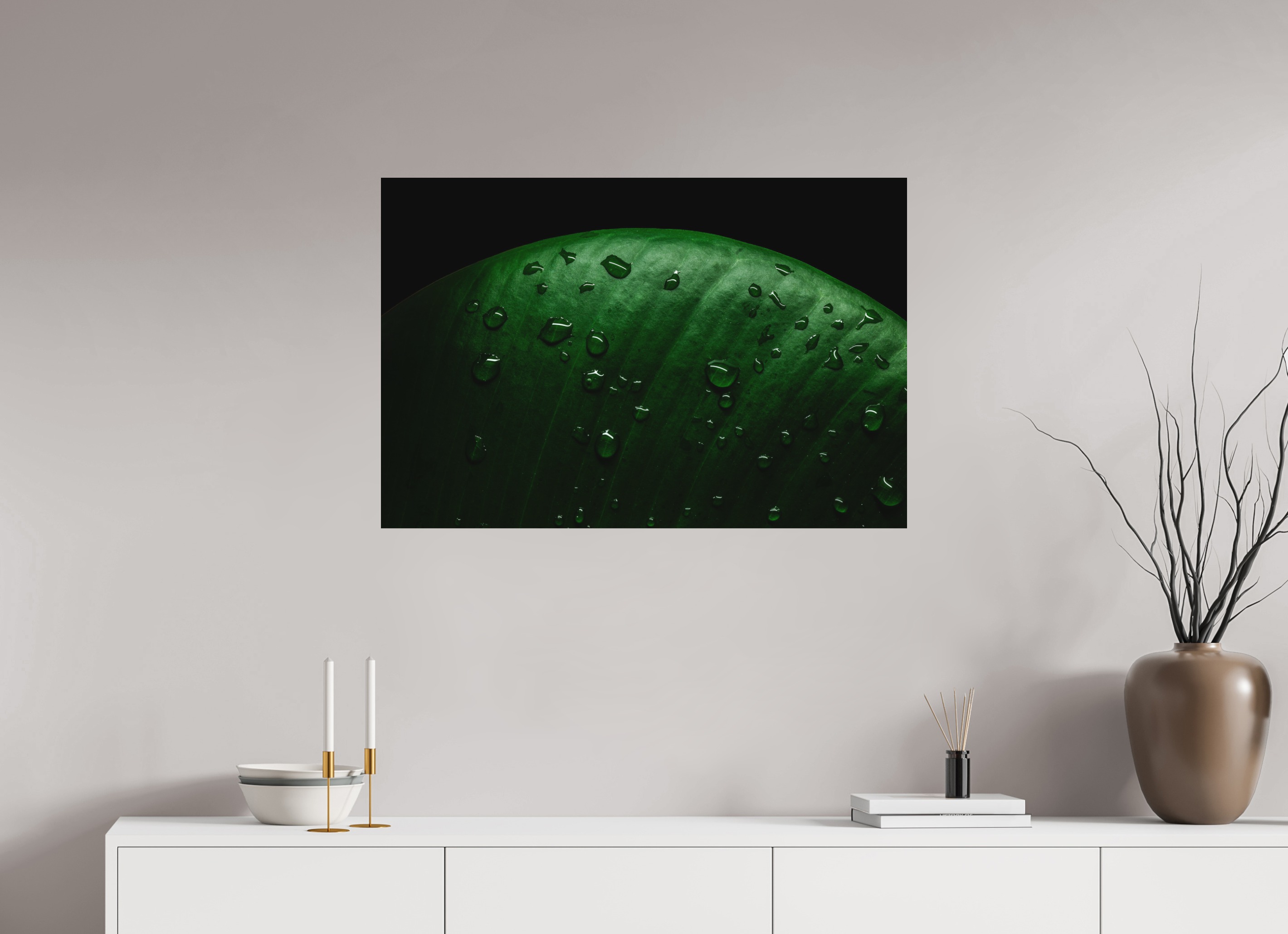 90 x 60 cm, Foto auf Forex, mit Aufhängung Silent Raindrops