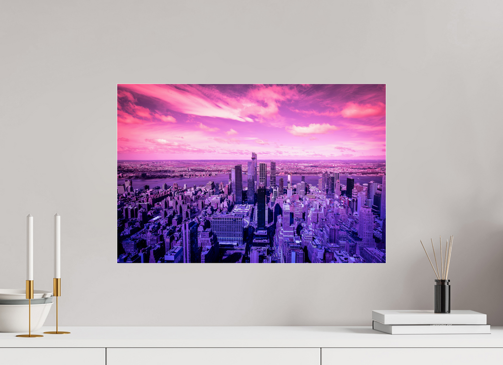 60 x 40 cm, Acrylglas, glänzend, 2 mm, Dibond 3 mm, mit Aufhängung New York Pink Symphony