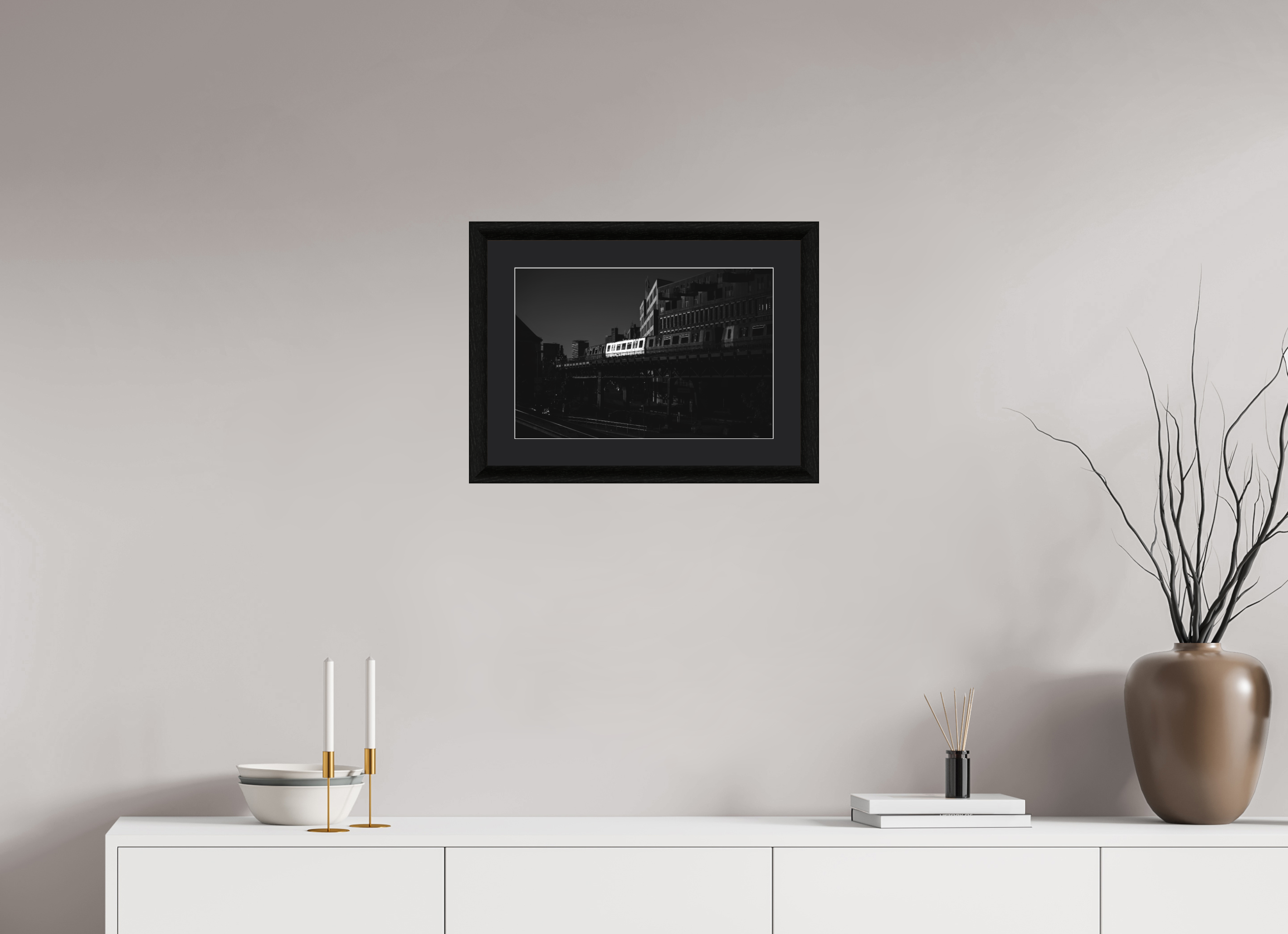45 x 30 cm, Foto im schwarzen Ebenholz Rahmen 30mm, Museumsglas, Passepartout Schwarz Rapid Metropolis