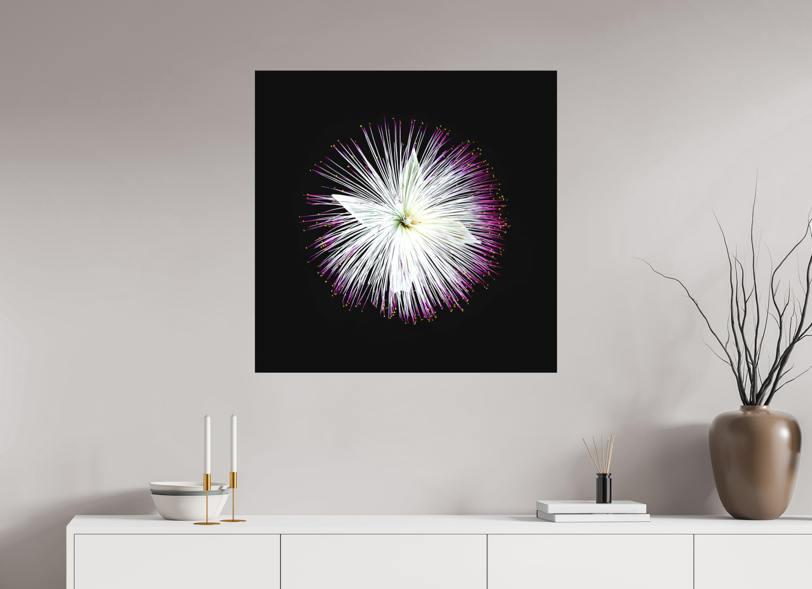 80 x 80 cm, Foto-Leinwand aus hochwertigem Textil, 40mm Firework Blossom