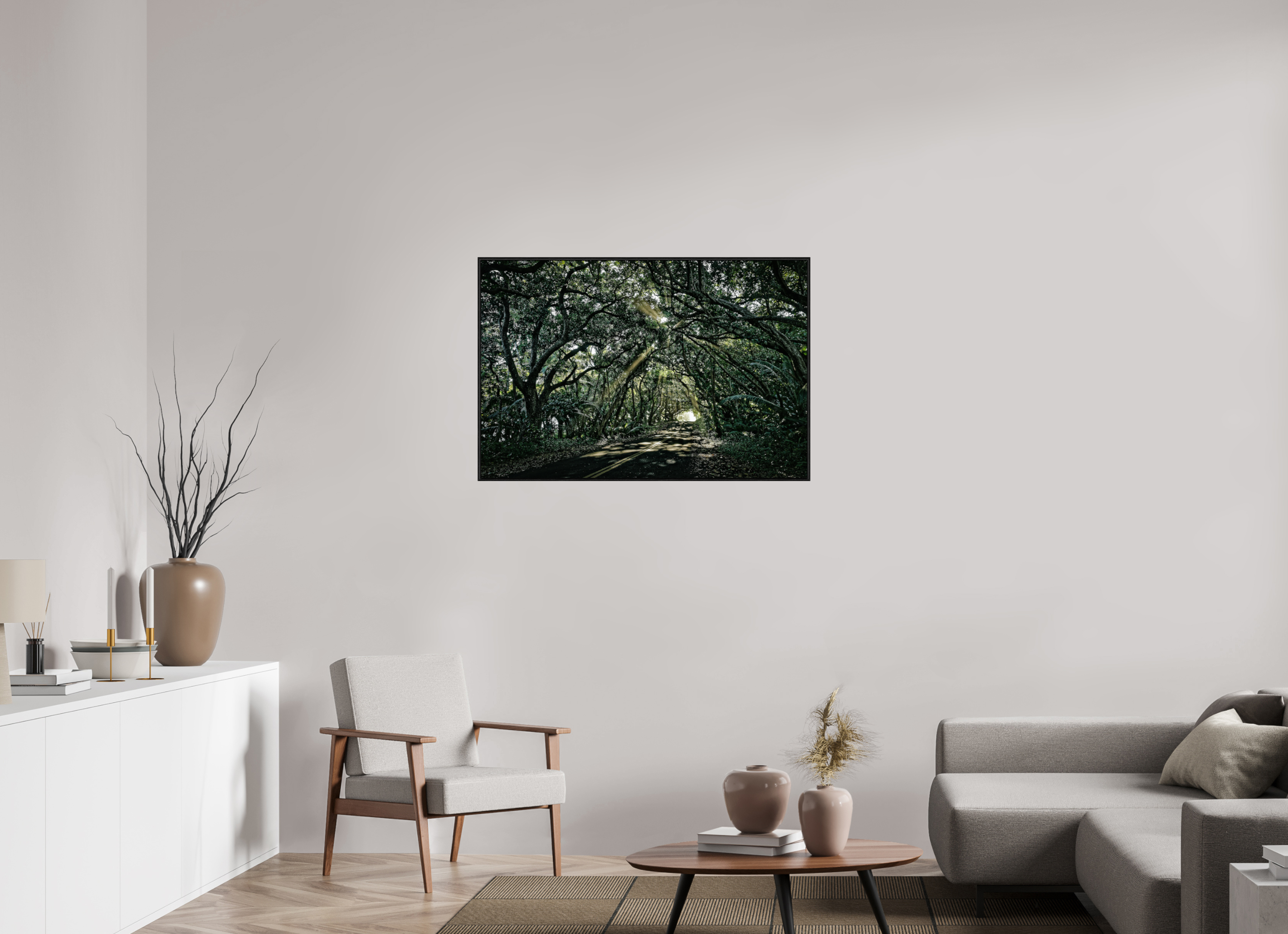 105 x 70 cm, Foto im schwarzen Schattenfugen-Rahmen hinter Acryglas, 2 mm, glänzend Light Whispering