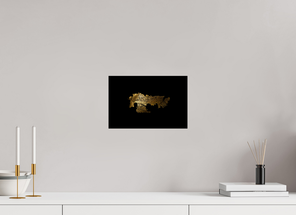 30 x 20 cm, Acrylglas, glänzend, 2 mm, Dibond 3 mm, mit Aufhängung Goldene Blattruine - Golden Grace