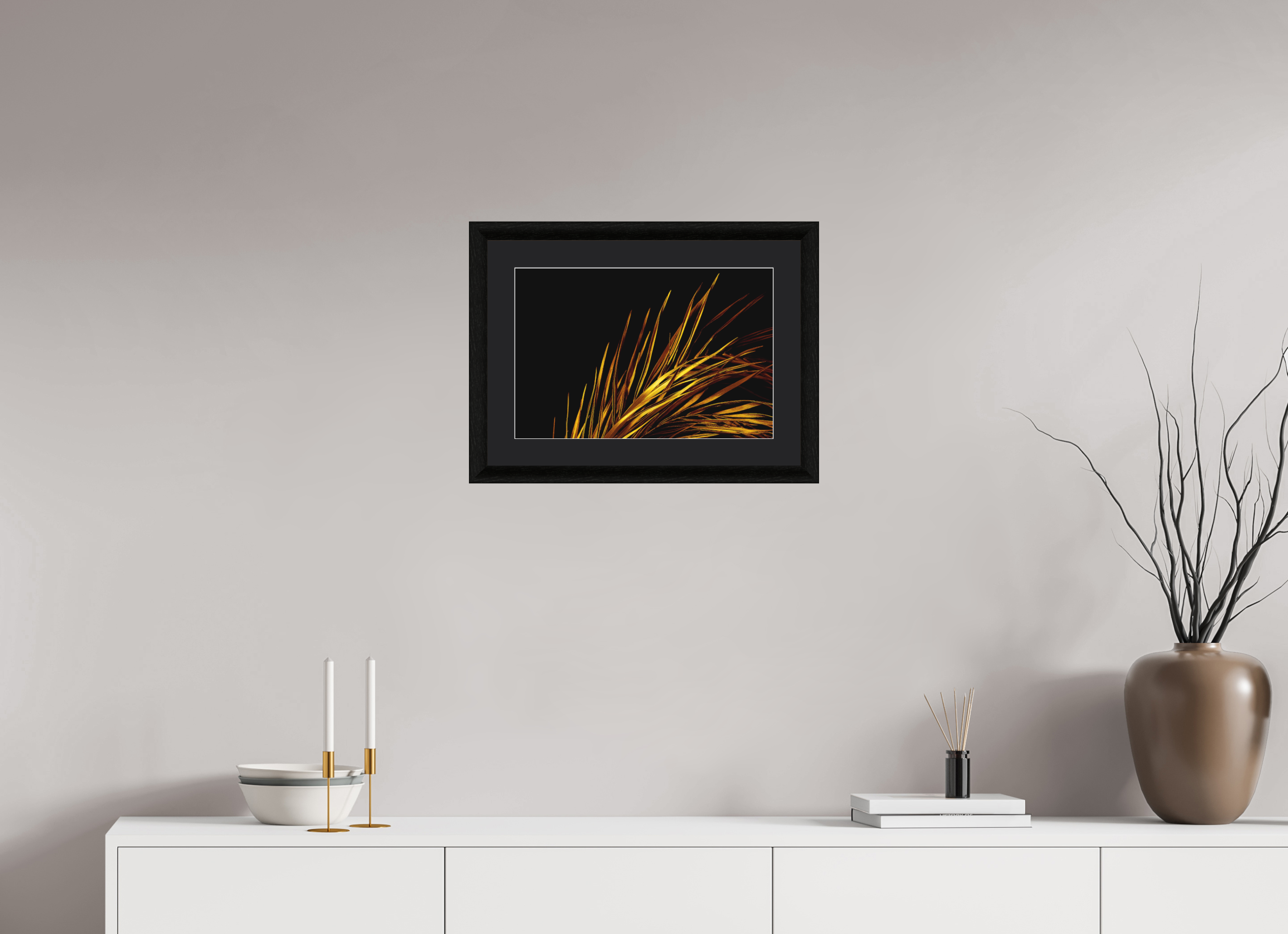 45 x 30 cm, Foto im schwarzen Ebenholz Rahmen 30mm, Museumsglas, Passepartout Schwarz Gold Rush