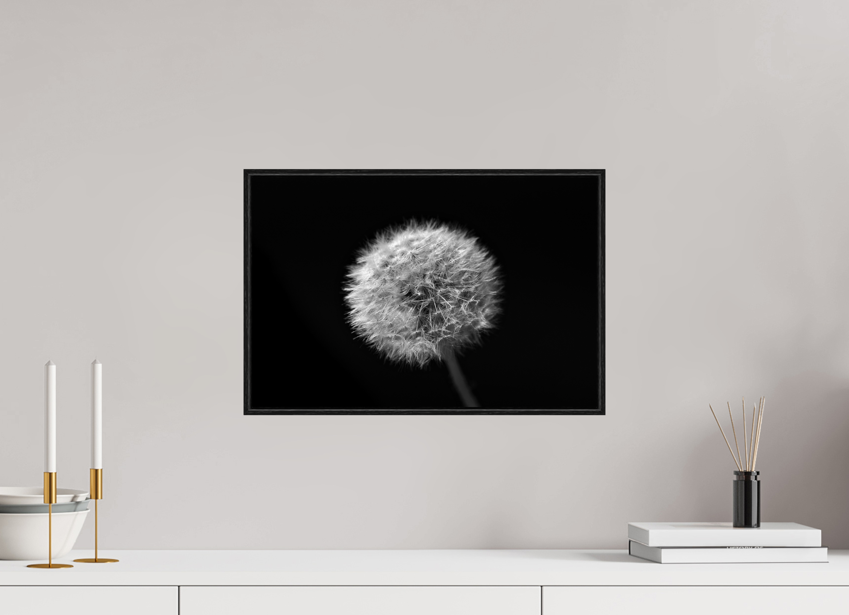 45 x 30 cm, Foto im schwarzen Schattenfugen-Rahmen hinter Acryglas, 2 mm, glänzend Ice Crystal Ball Flower
