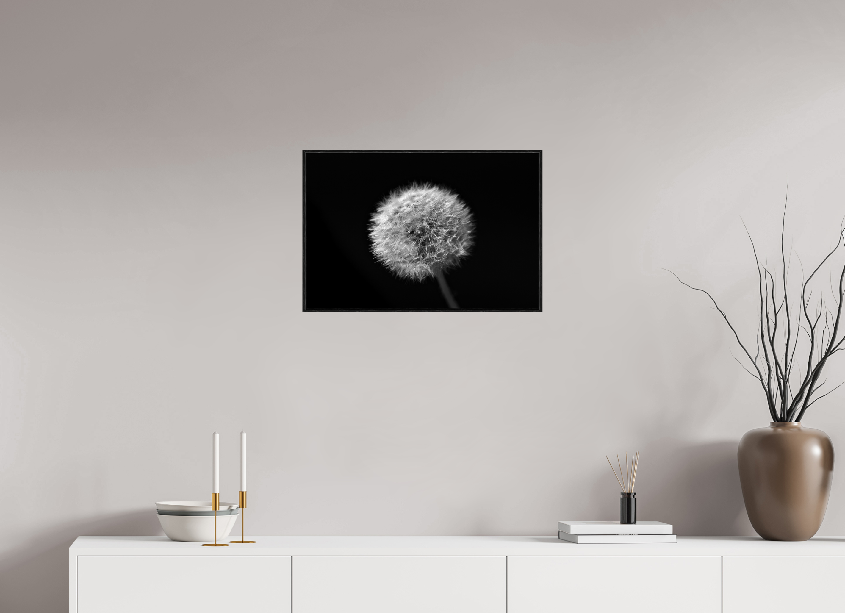 60 x 40 cm, Foto im schwarzen Schattenfugen-Rahmen hinter Acryglas, 2 mm, glänzend Ice Crystal Ball Flower