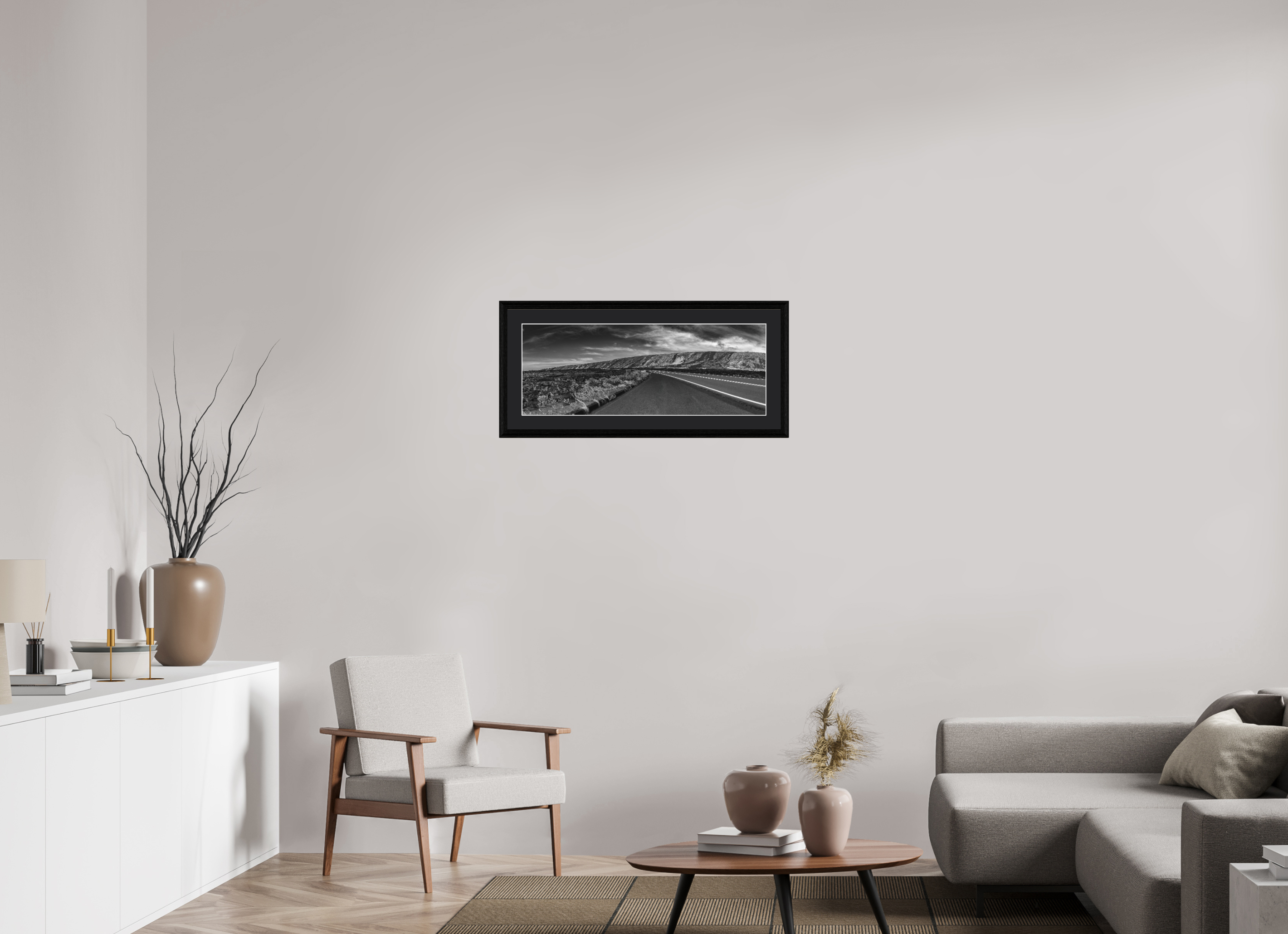 79,3 x 30 cm, Foto im schwarzen Eichen Rahmen, 27mm, Museumsglas, Passepartout schwarz Lava Curve