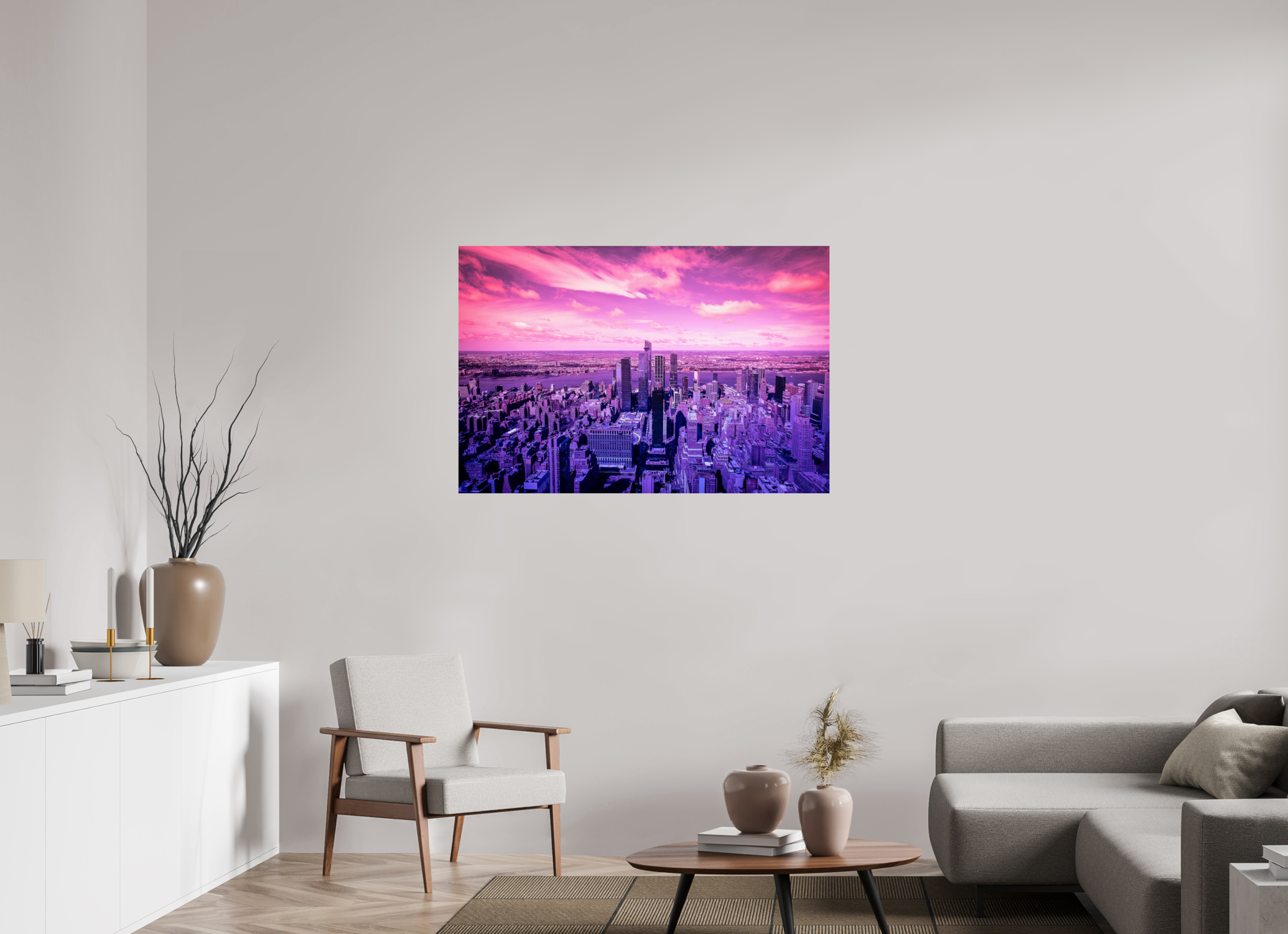 120 x 80 cm, ChromaLuxe HD Metal Print, mit Aufhängung New York Pink Symphony