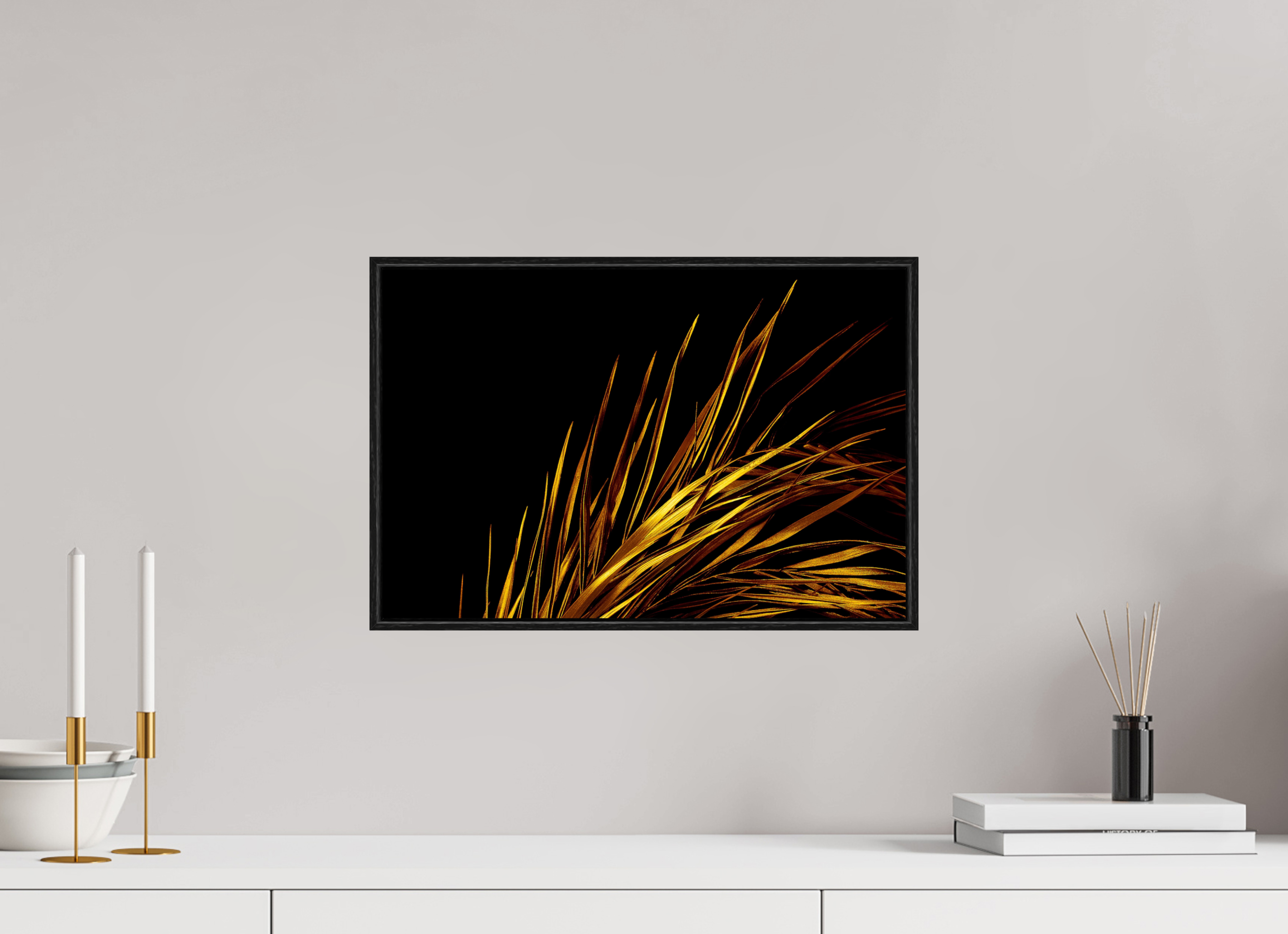 45 x 30 cm, Foto im schwarzen Schattenfugen-Rahmen hinter Acryglas, 2 mm, glänzend Gold Rush