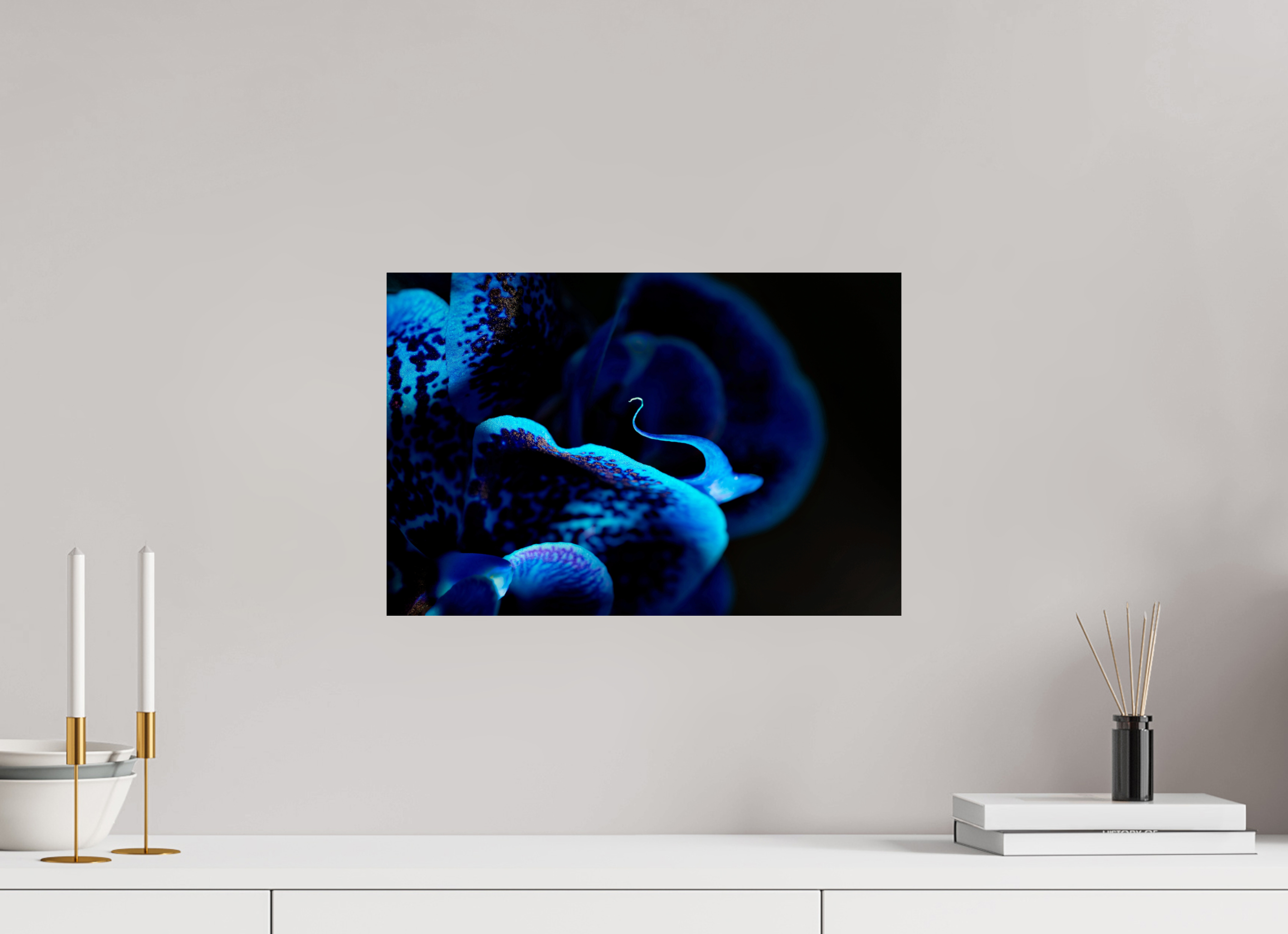 45 x 30 cm, ChromaLuxe HD Metal Print, mit Aufhängung Ultramarin Flower