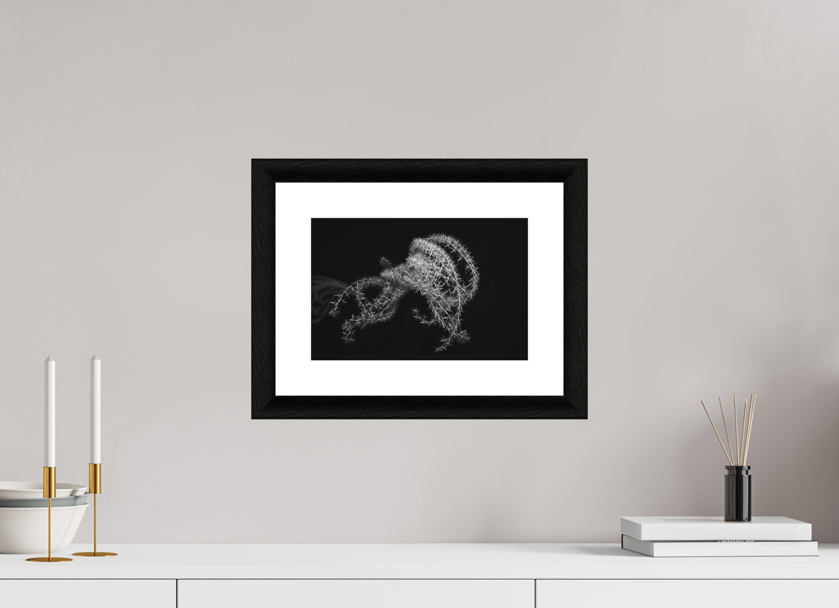 30 x 20 cm, Foto im schwarzen Ebenholz Rahmen 30mm, Museumsglas, Passepartout Hochweiß Ghost Grass
