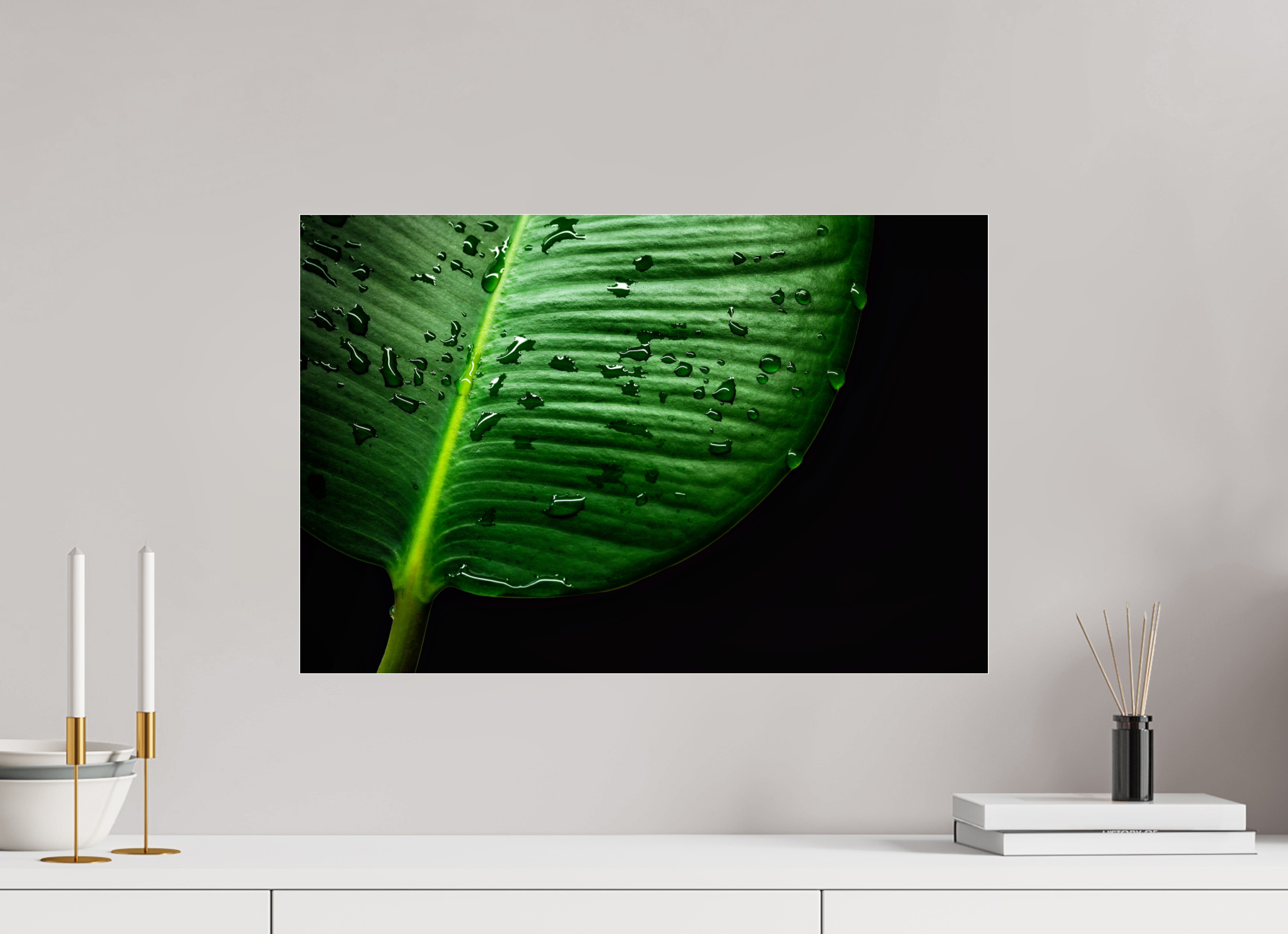60 x 40 cm, Acrylglas, glänzend, 2 mm, Dibond 3 mm, mit Aufhängung Tropical Raindrops