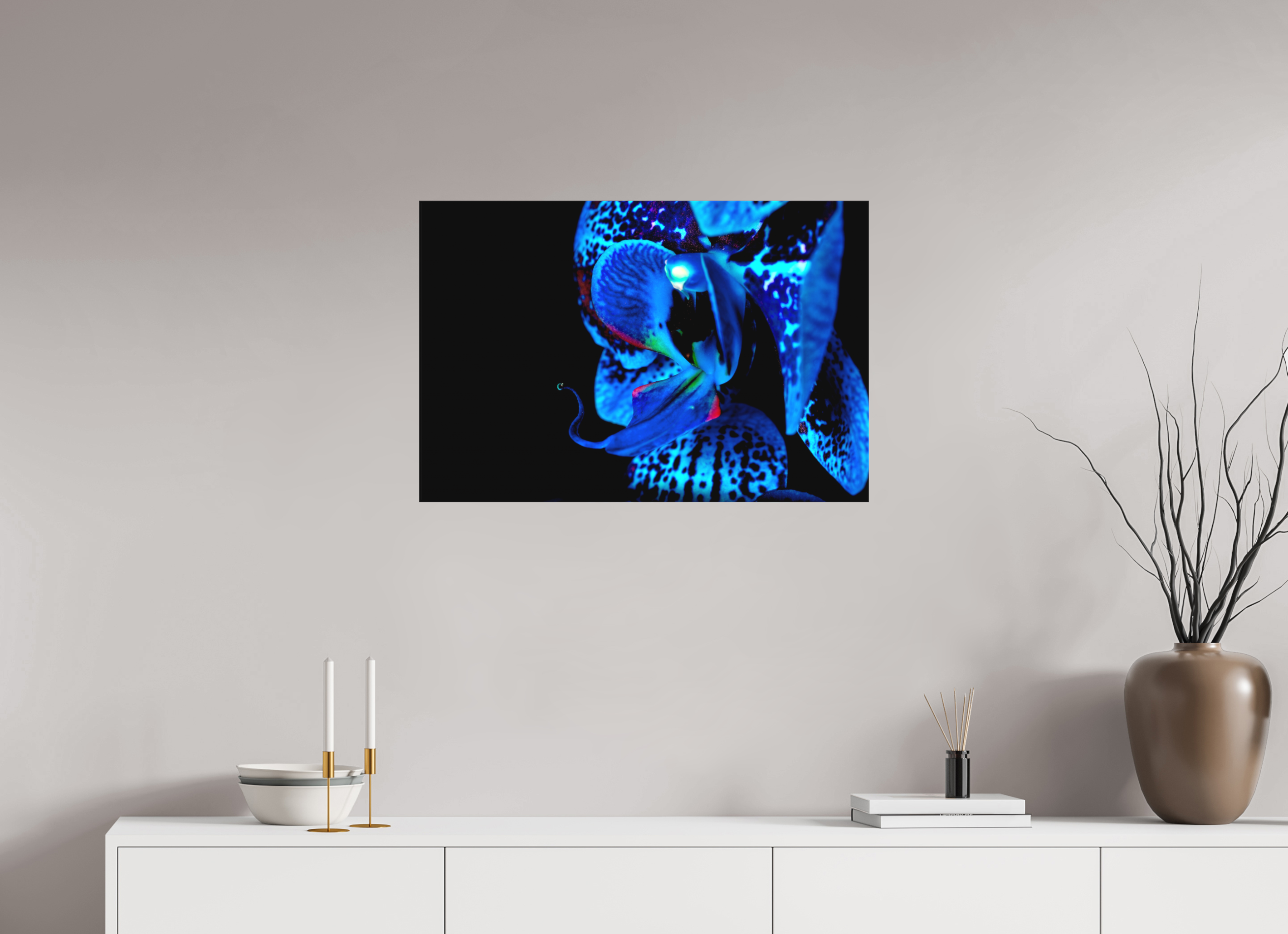 75 x 50 cm, Foto-Leinwand aus hochwertigem Textil, 40mm Indigo Ammer Flower