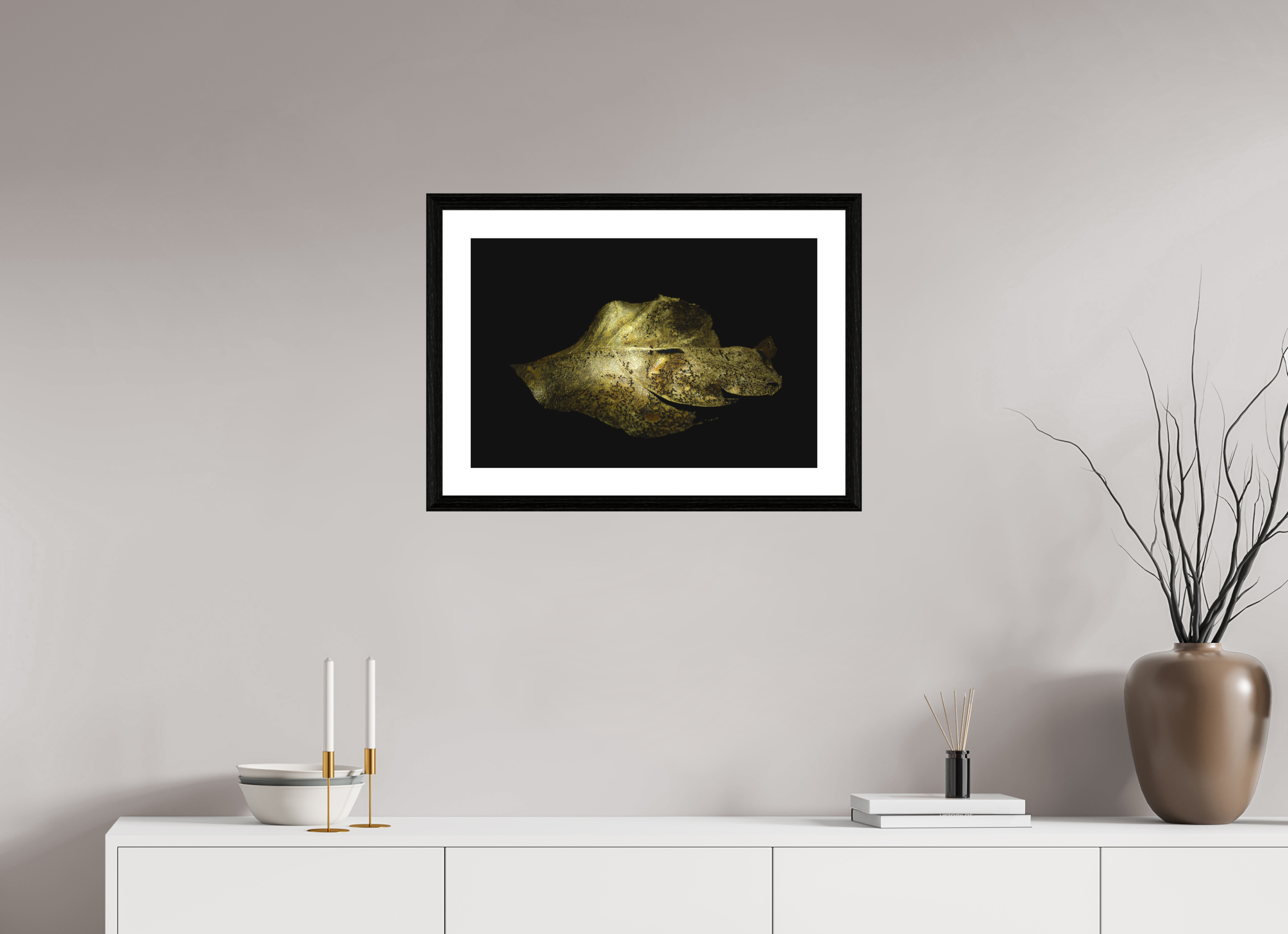60 x 40 cm, Hahnemühle FineArt Baryta im schwarzen Eichen Rahmen, 27mm,Museumsglas, Passepartout Hochweiß Golden Light Play - Fine Art