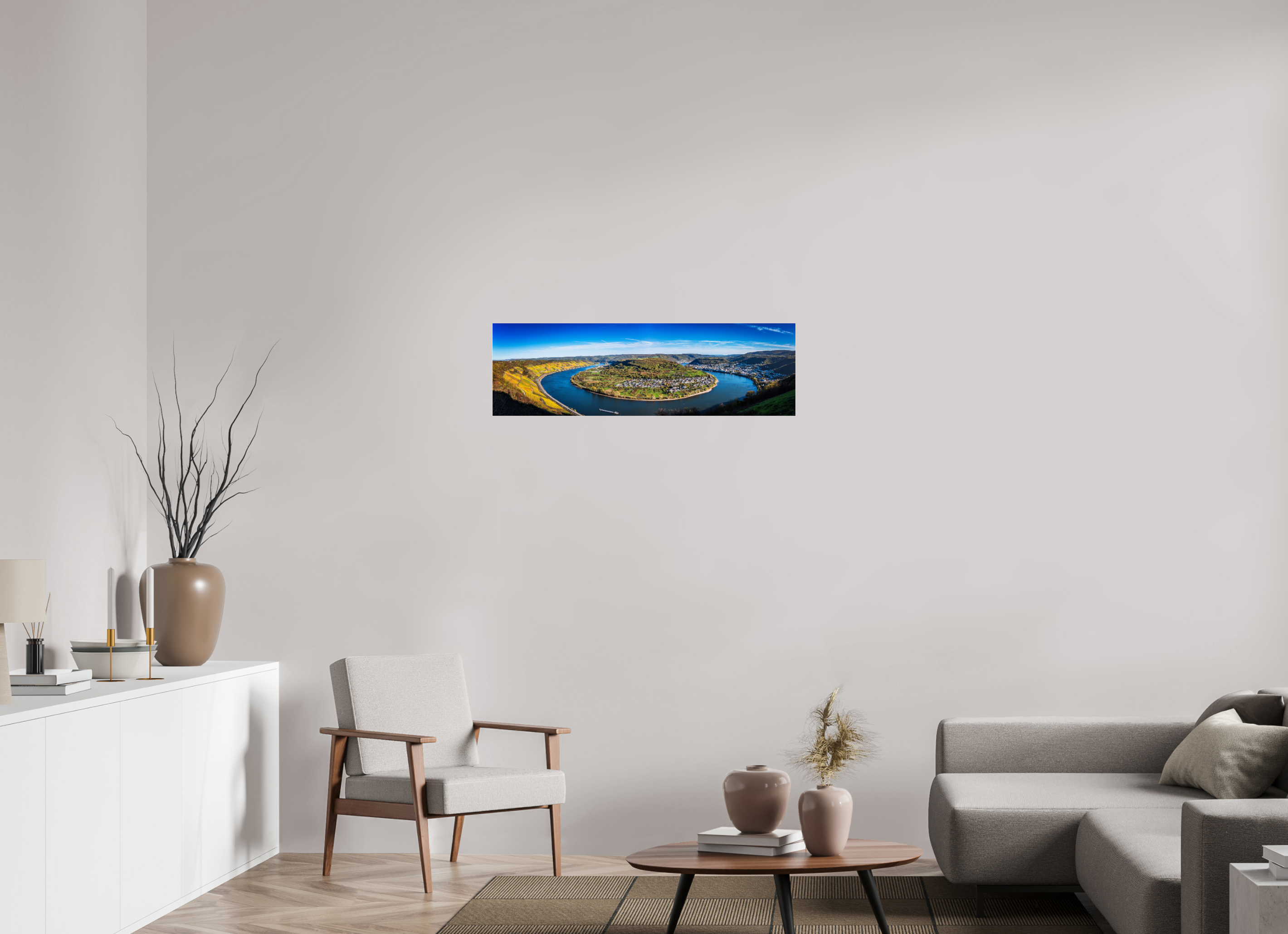 98 x 30 cm, Acrylglas, glänzend, 2 mm, Dibond 3 mm, mit Aufhängung Rheinschleife