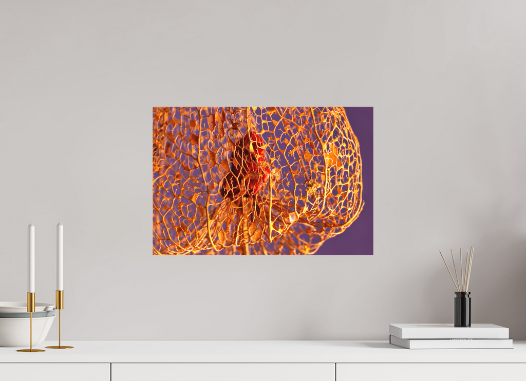 45 x 30 cm, Foto-Leinwand aus hochwertigem Textil, 40mm Herz der Physalis Gold