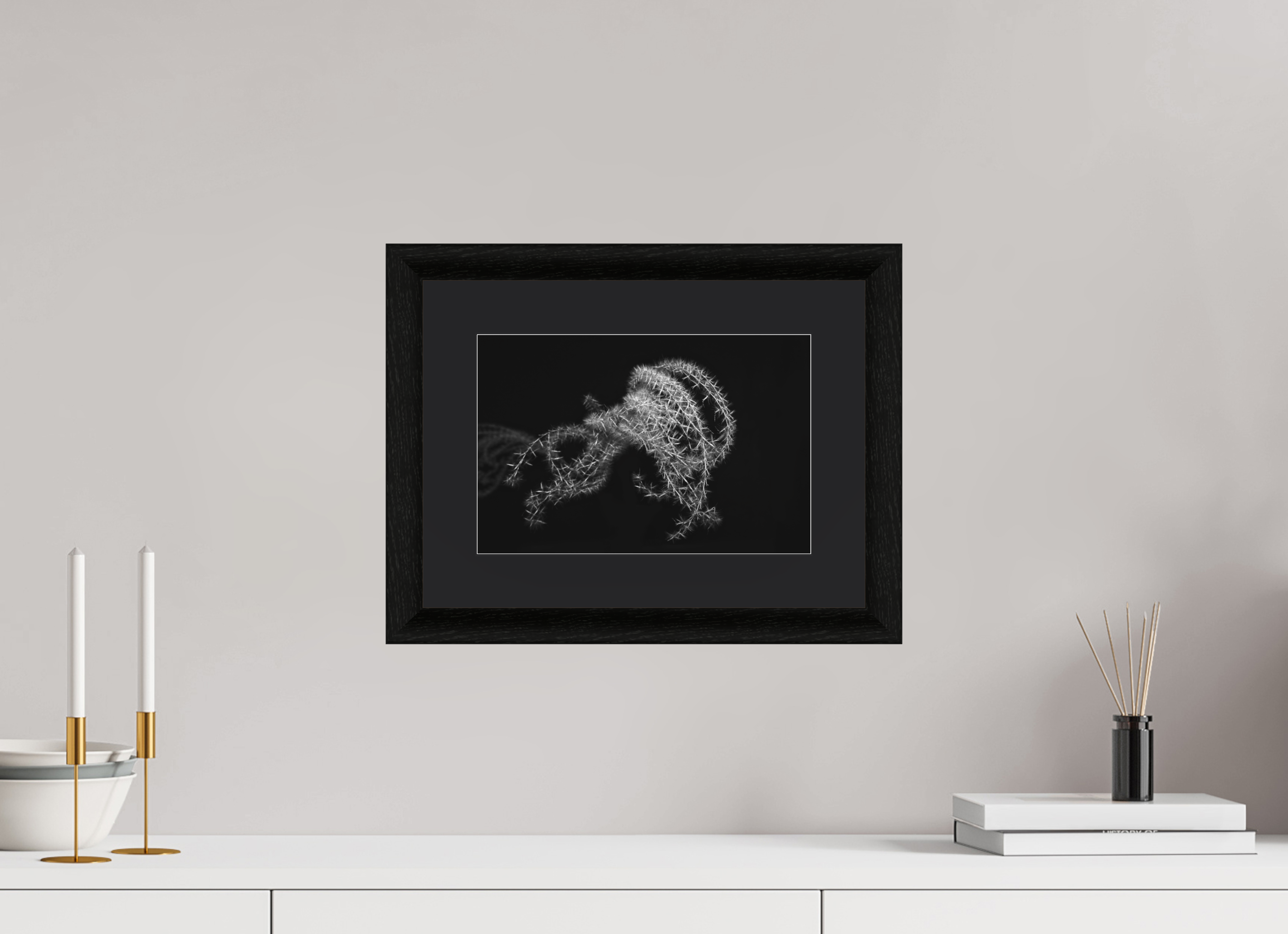 30 x 20 cm, Foto im schwarzen Ebenholz Rahmen 30mm, Museumsglas, Passepartout Schwarz Ghost Grass