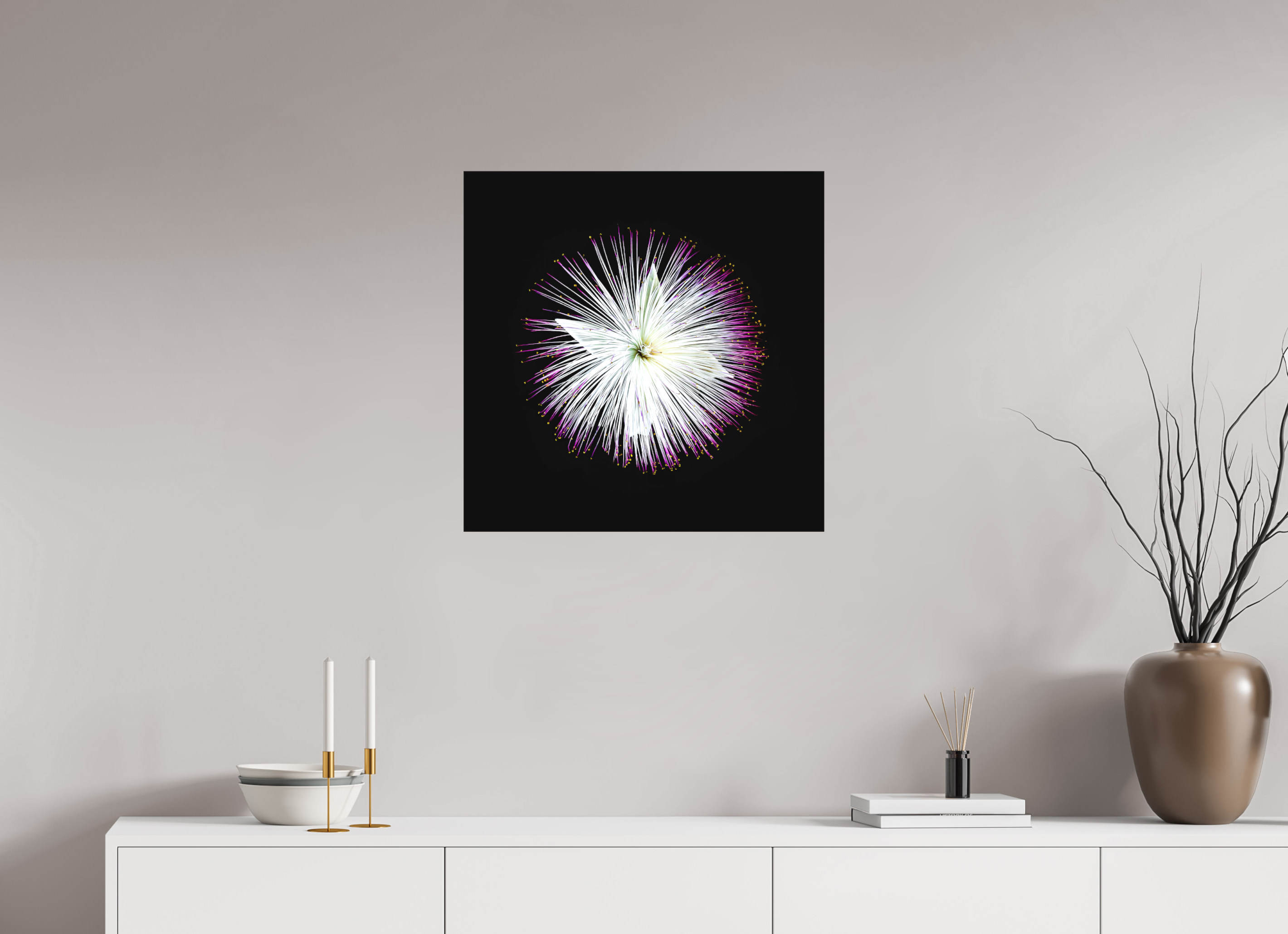 60 x 60 cm, Foto-Leinwand aus hochwertigem Textil, 40mm Firework Blossom
