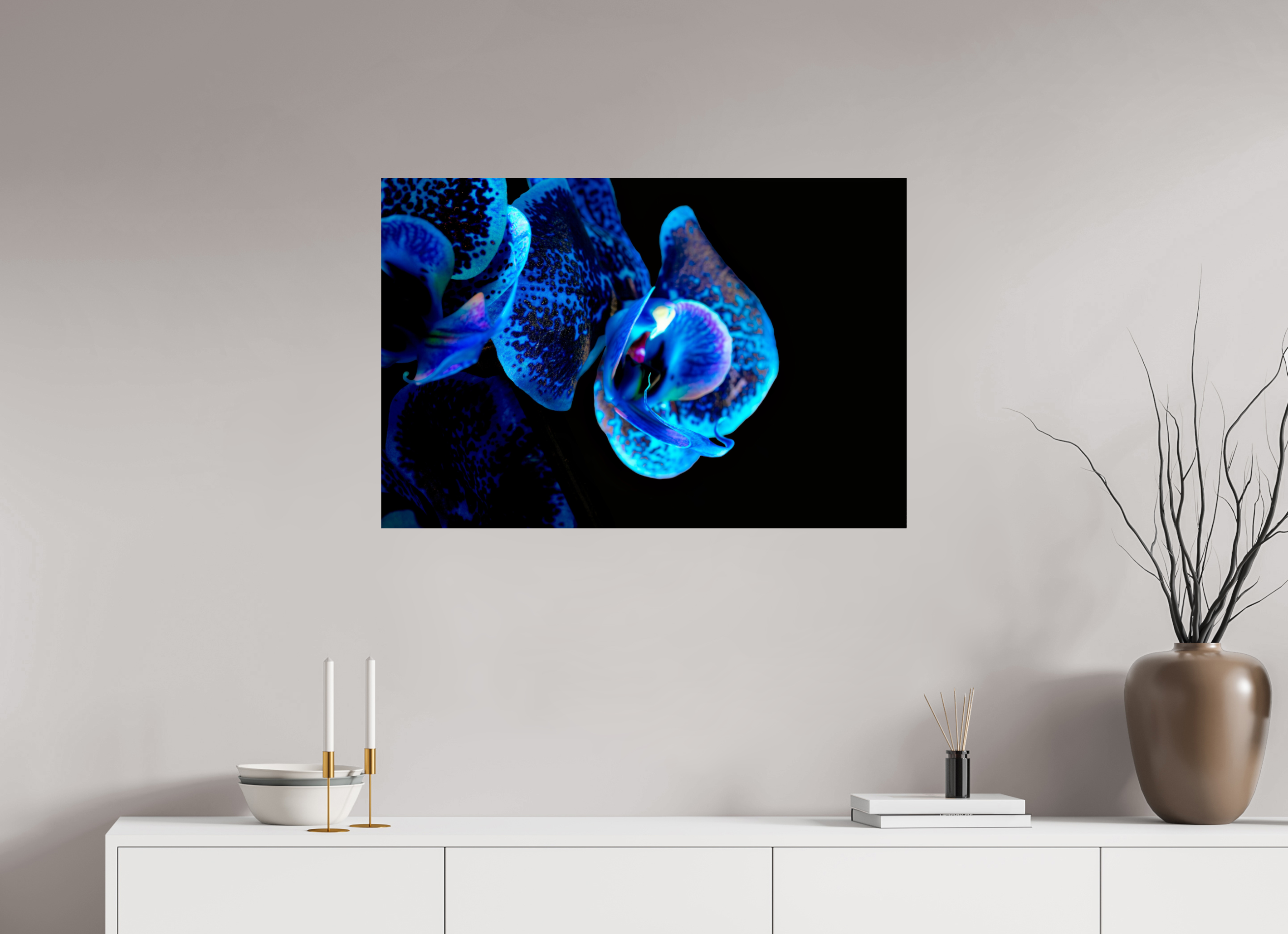 90 x 60 cm, ChromaLuxe HD Metal Print, mit Aufhängung Lapislazuli Chameleon Flower