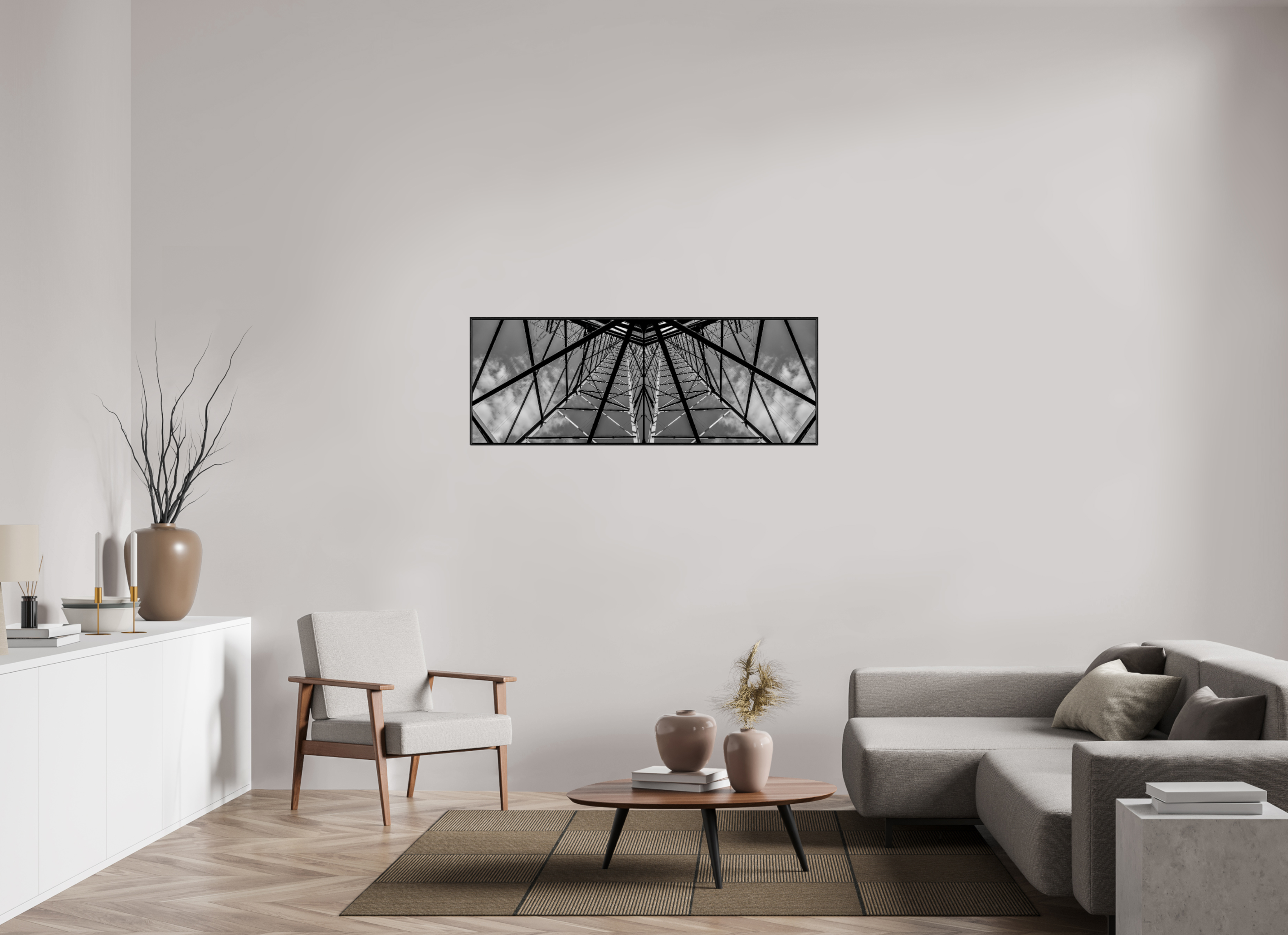 139,6 x 50 cm, Foto im schwarzen Schattenfugen-Rahmen hinter Acryglas, 2 mm, glänzend Steel Star Giant