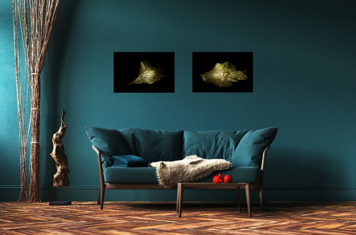 Main image Golden Light Play & Golden Shadow Play - Goldene Blattruinen - Diptychon