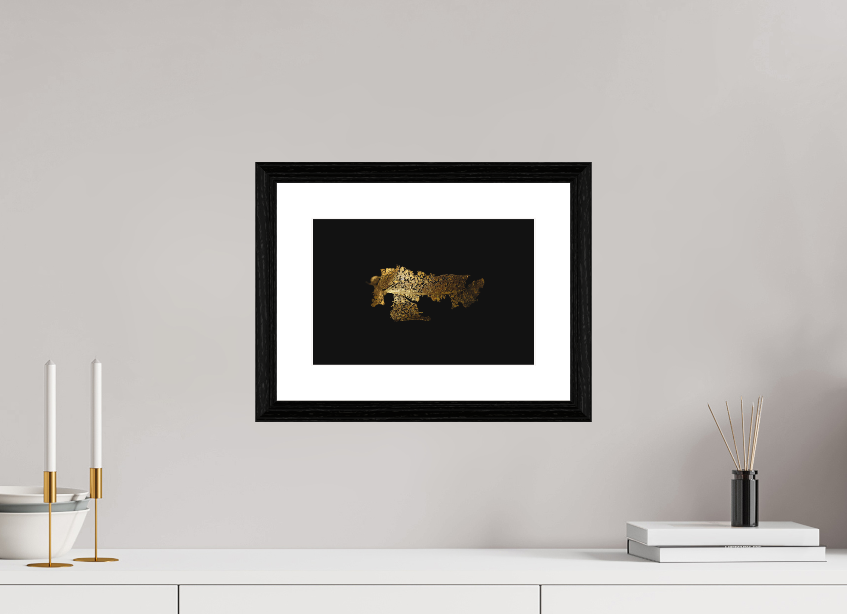 30 x 20 cm, Hahnemühle FineArt Baryta im schwarzen Eichen Rahmen, 27mm,Museumsglas, Passepartout Hochweiß Golden Grace - Fine Art
