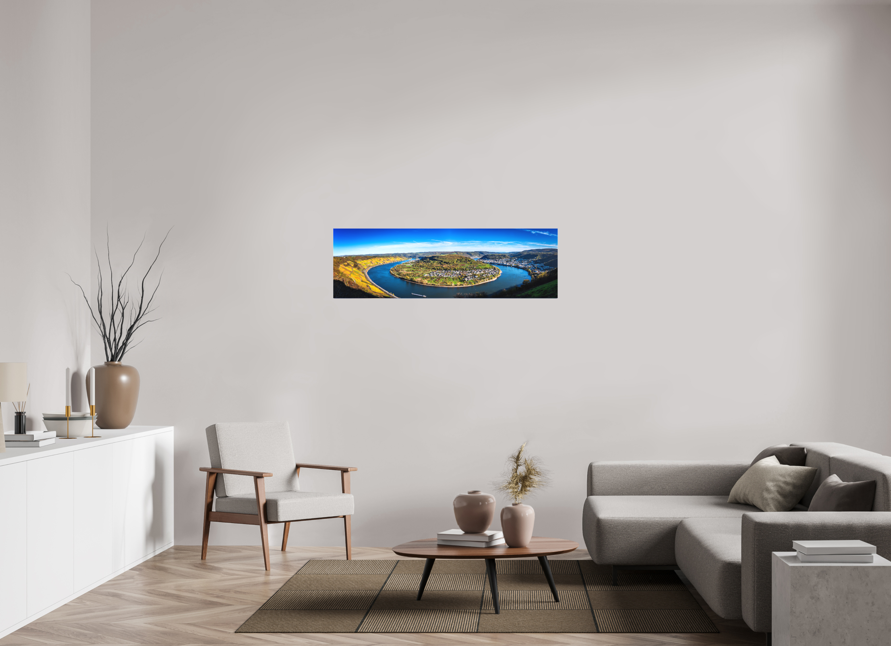 130,7 x 40 cm, Foto-Leinwand aus hochwertigem Textil, 40mm Rheinschleife