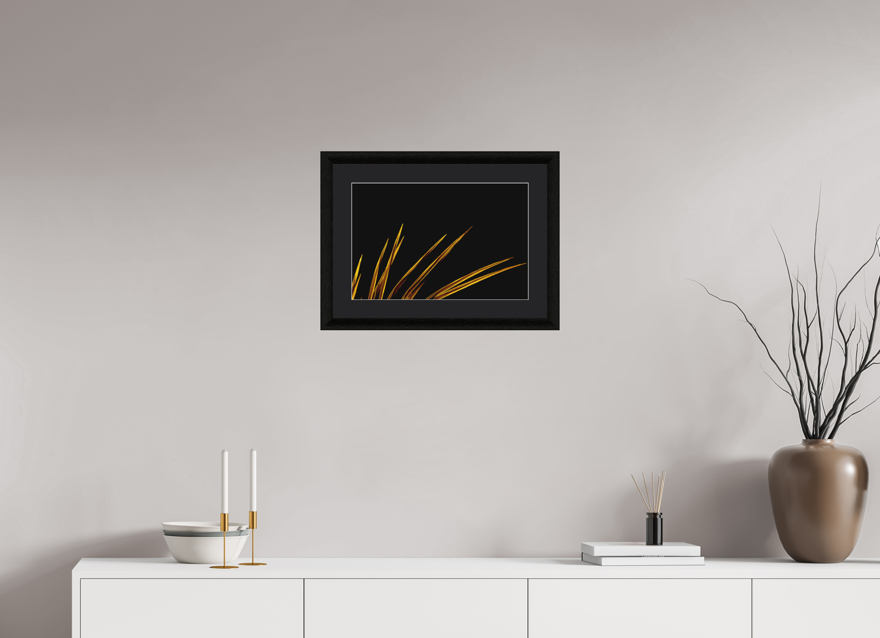 45 x 30 cm, Foto im schwarzen Ebenholz Rahmen 30mm, Museumsglas, Passepartout Schwarz Golden Tips
