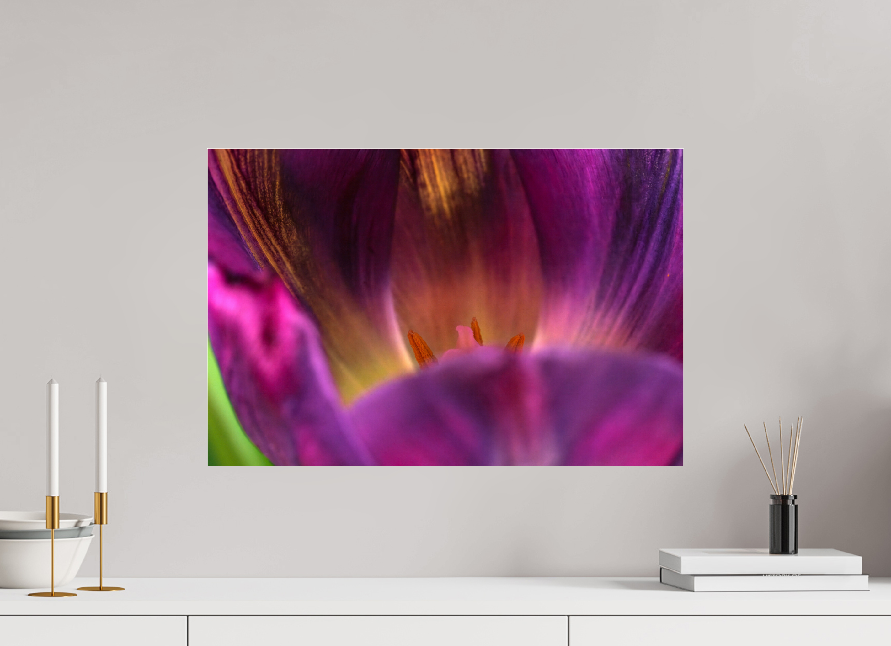 60 x 40 cm, Acrylglas, glänzend, 2 mm, Dibond 3 mm, mit Aufhängung Purple Beauty