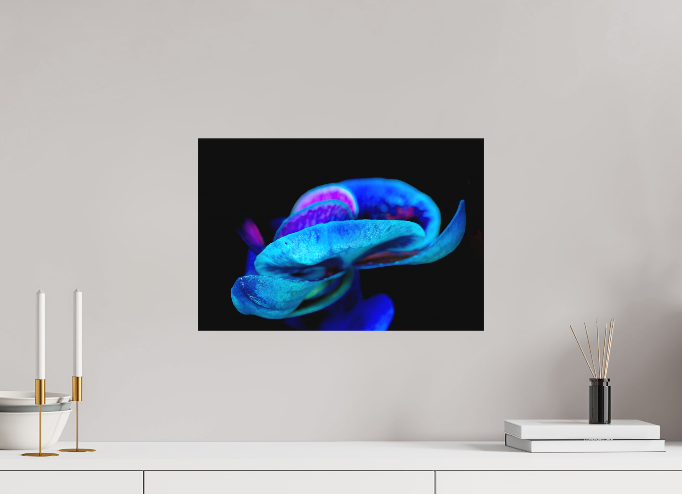 45 x 30 cm, Foto-Leinwand aus hochwertigem Textil, 40mm Indigo Choral Flower