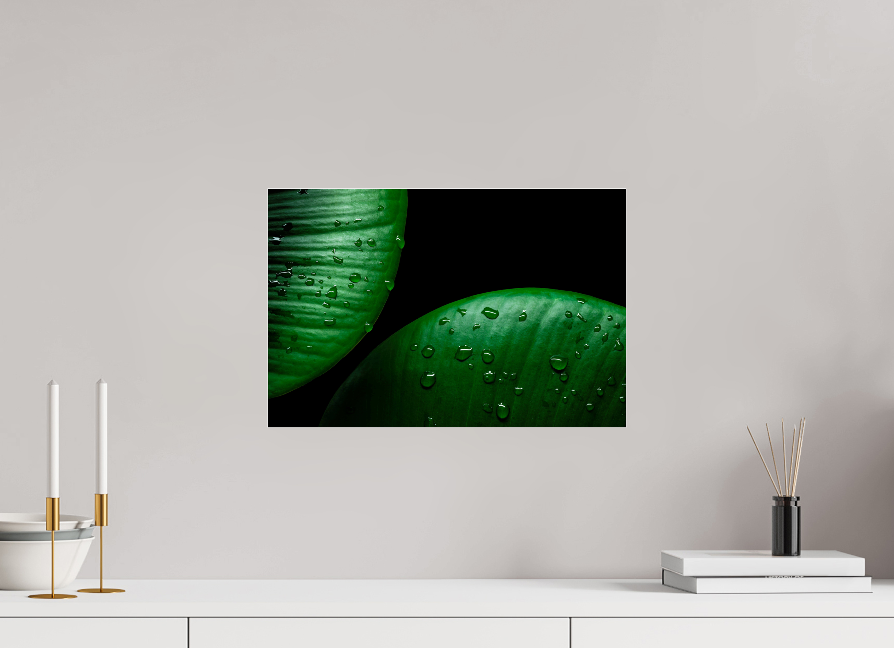 45 x 30 cm, Acrylglas, glänzend, 2 mm, Dibond 3 mm, mit Aufhängung Harmonical Raindrops