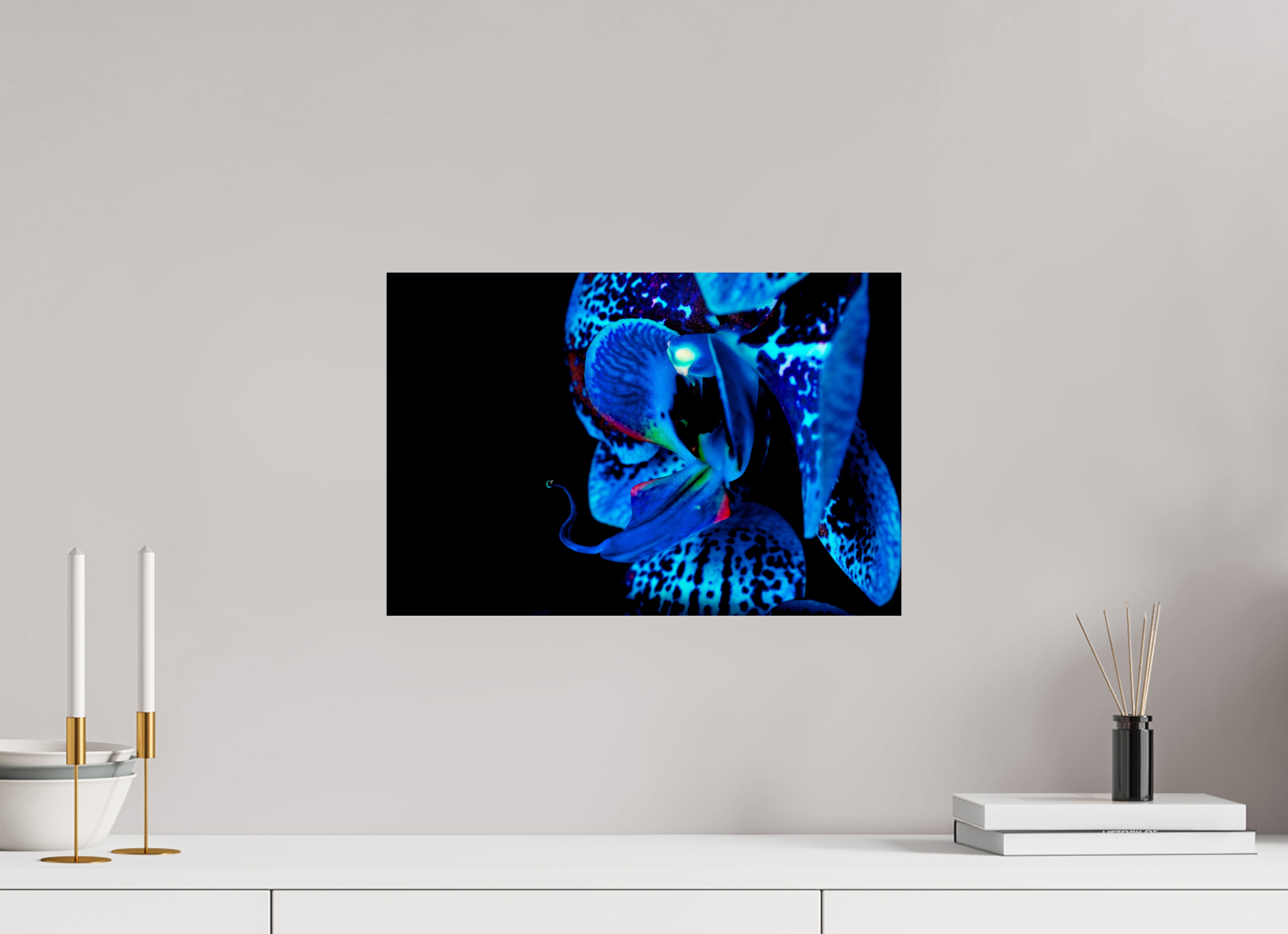 45 x 30 cm, ChromaLuxe HD Metal Print, mit Aufhängung Indigo Ammer Flower