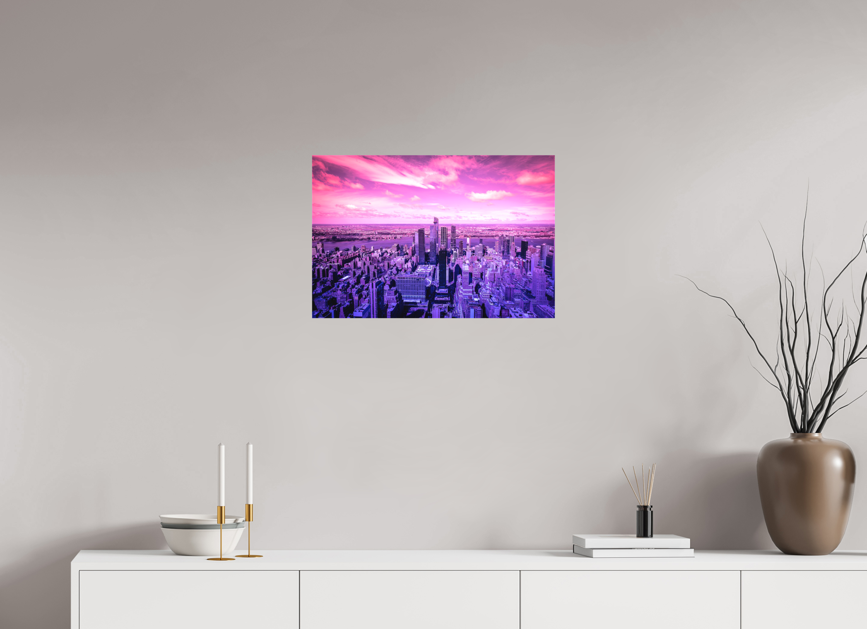 60 x 40 cm, Foto-Leinwand aus hochwertigem Textil, 40mm New York Pink Symphony