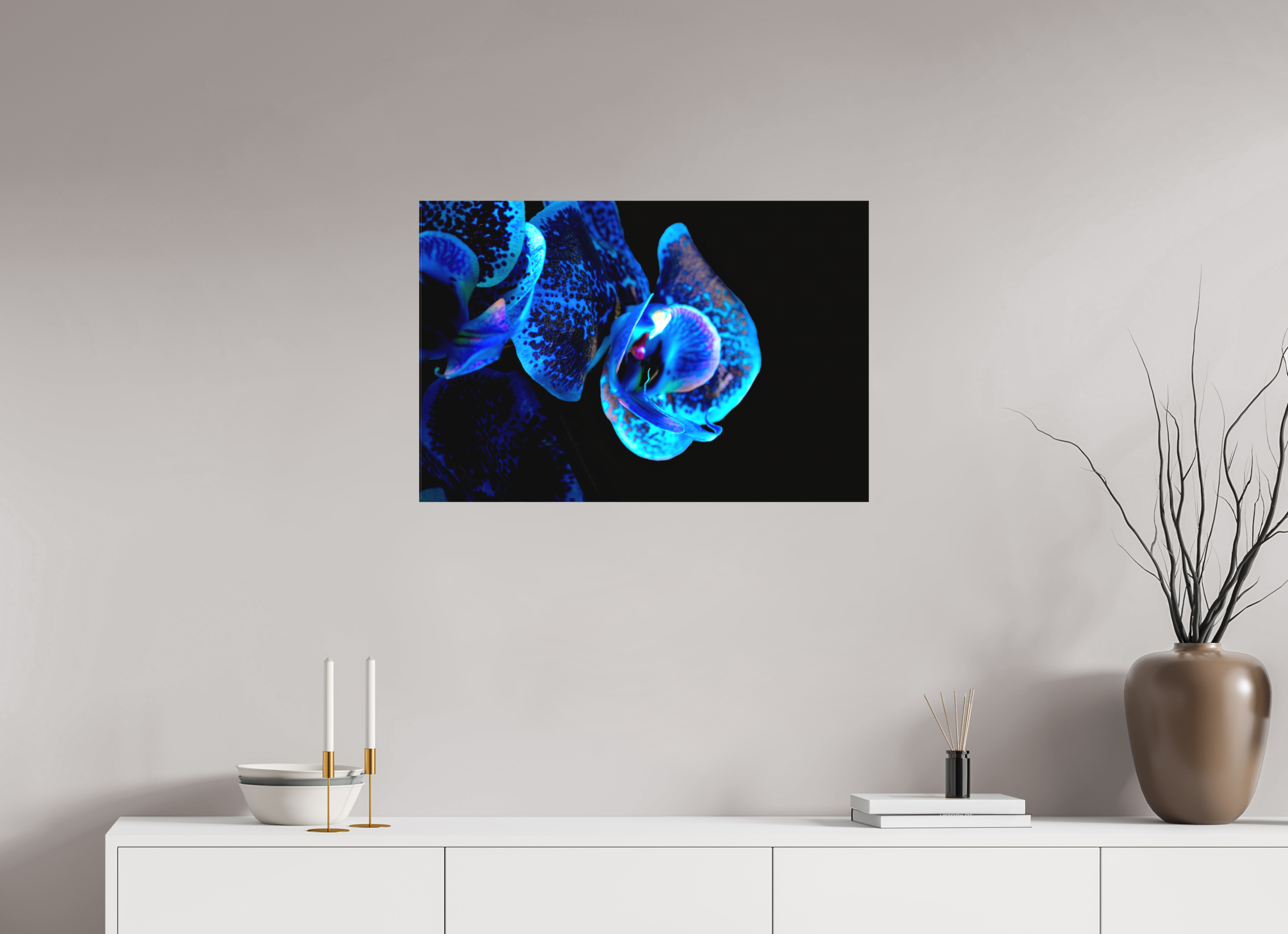 75 x 50 cm, Foto-Leinwand aus hochwertigem Textil, 40mm Lapislazuli Chameleon Flower