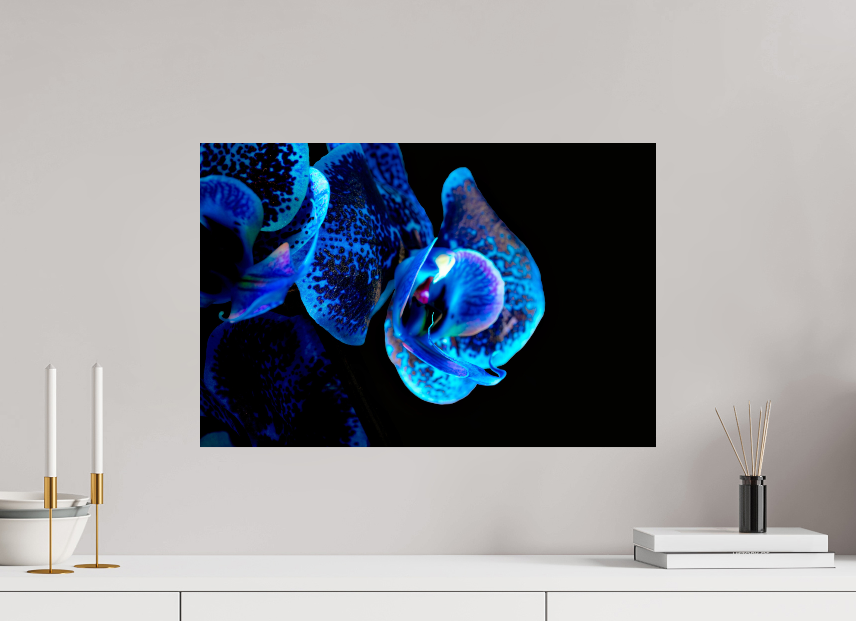 60 x 40 cm, ChromaLuxe HD Metal Print, mit Aufhängung Lapislazuli Chameleon Flower