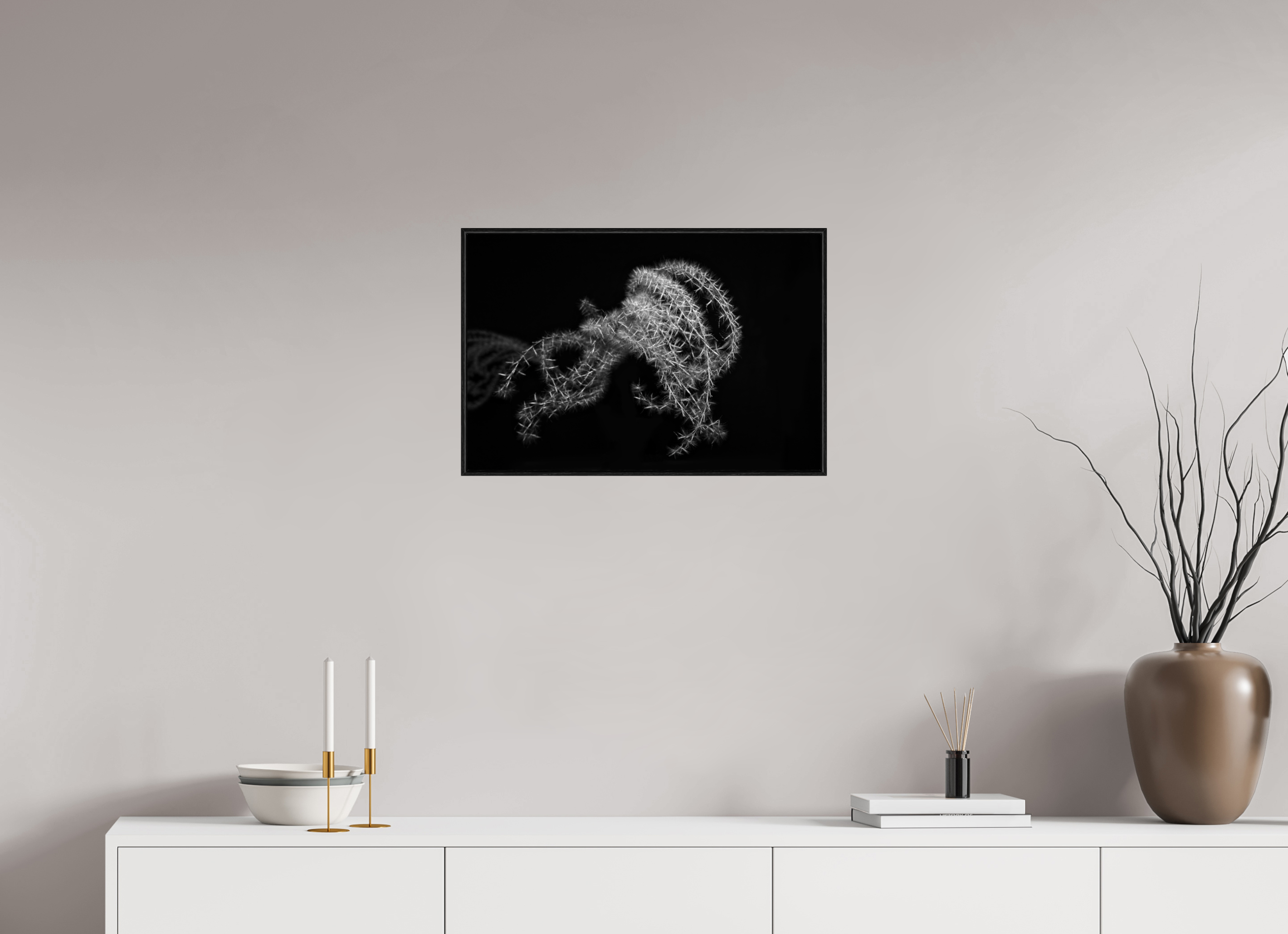 60 x 40 cm, Foto im schwarzen Schattenfugen-Rahmen hinter Acryglas, 2 mm, glänzend Ghost Grass