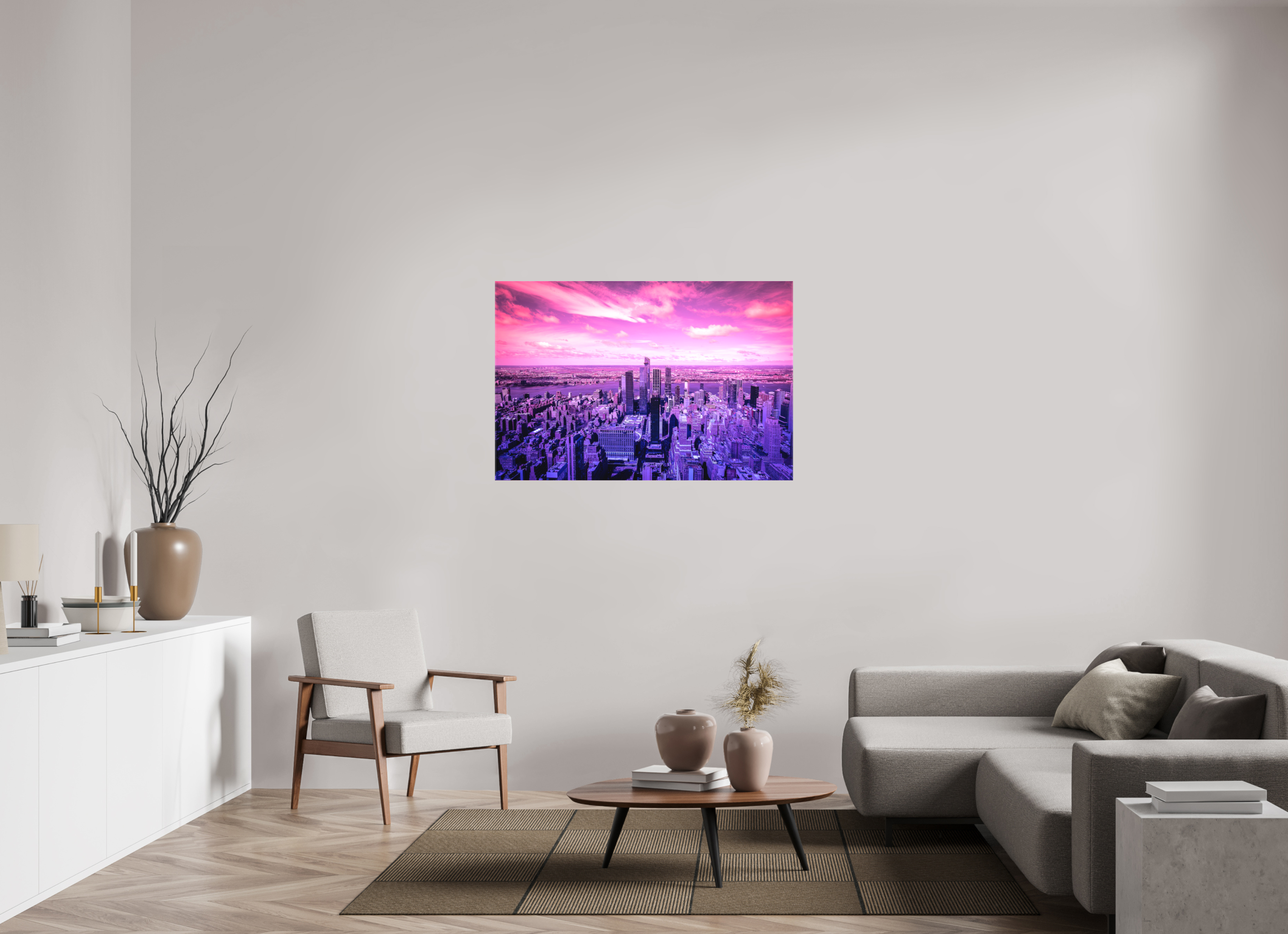 120 x 80 cm, Foto-Leinwand aus hochwertigem Textil, 40mm New York Pink Symphony