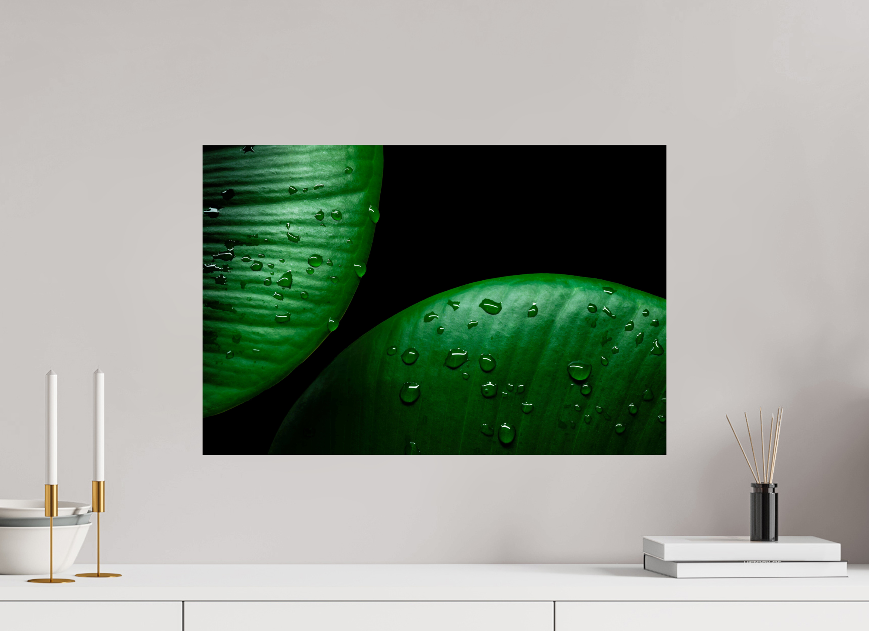 60 x 40 cm, Acrylglas, glänzend, 2 mm, Dibond 3 mm, mit Aufhängung Harmonical Raindrops